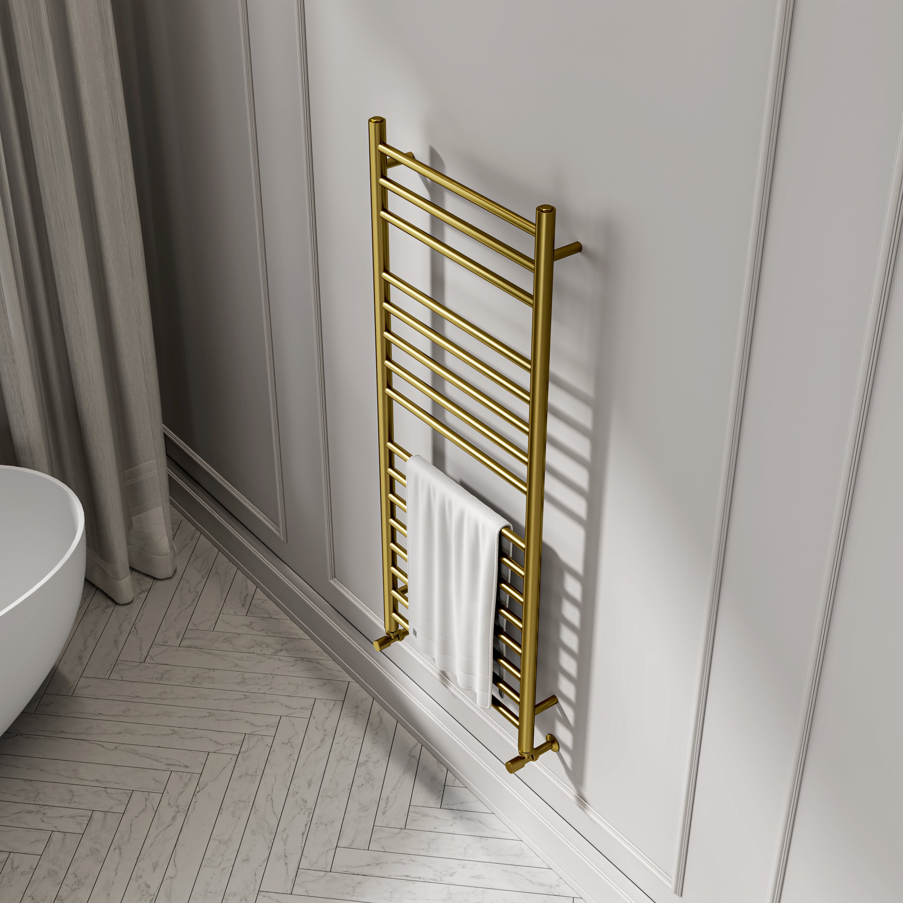 Turin Brushed Gold Designer Towel Radiator