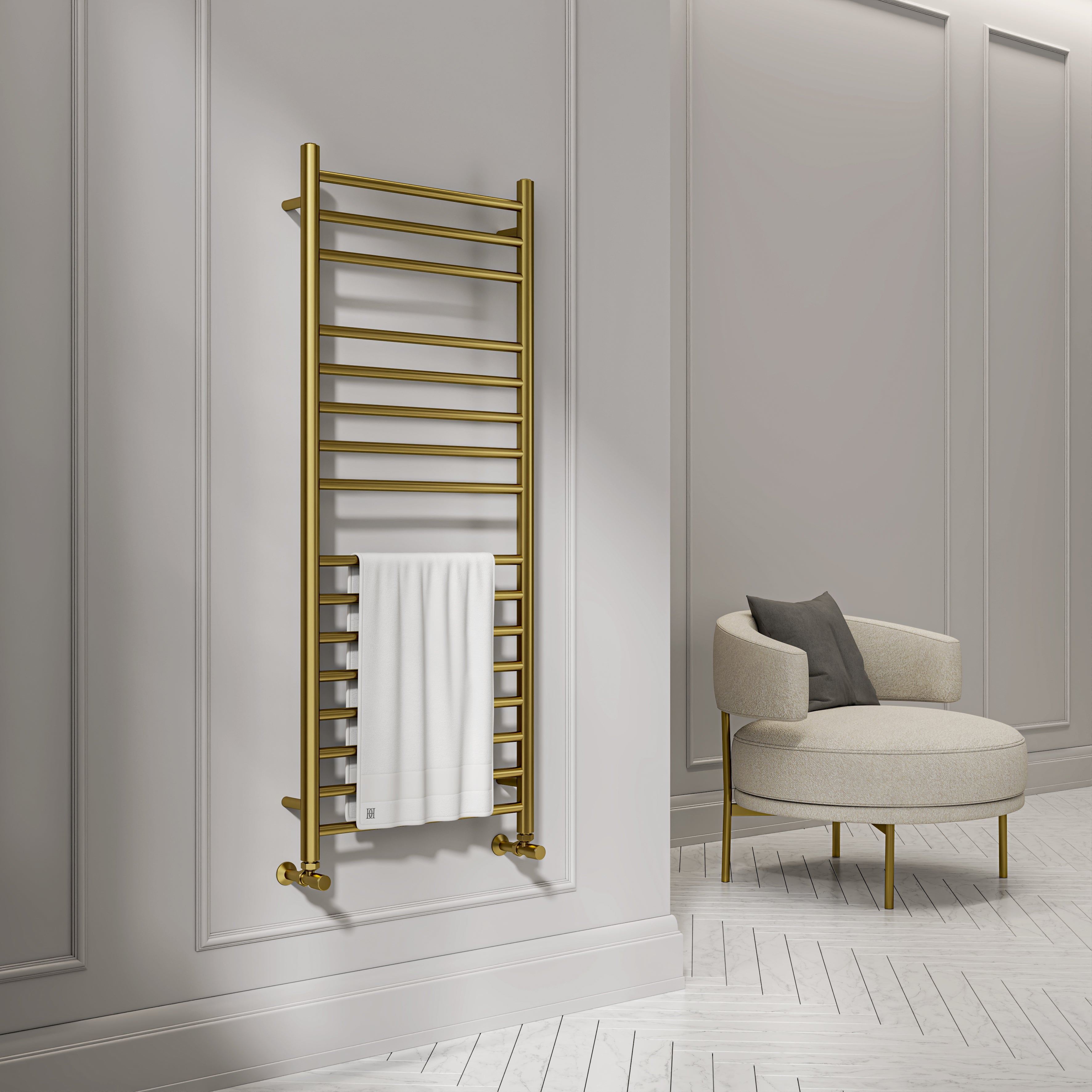 Turin Brushed Gold Designer Towel Radiator
