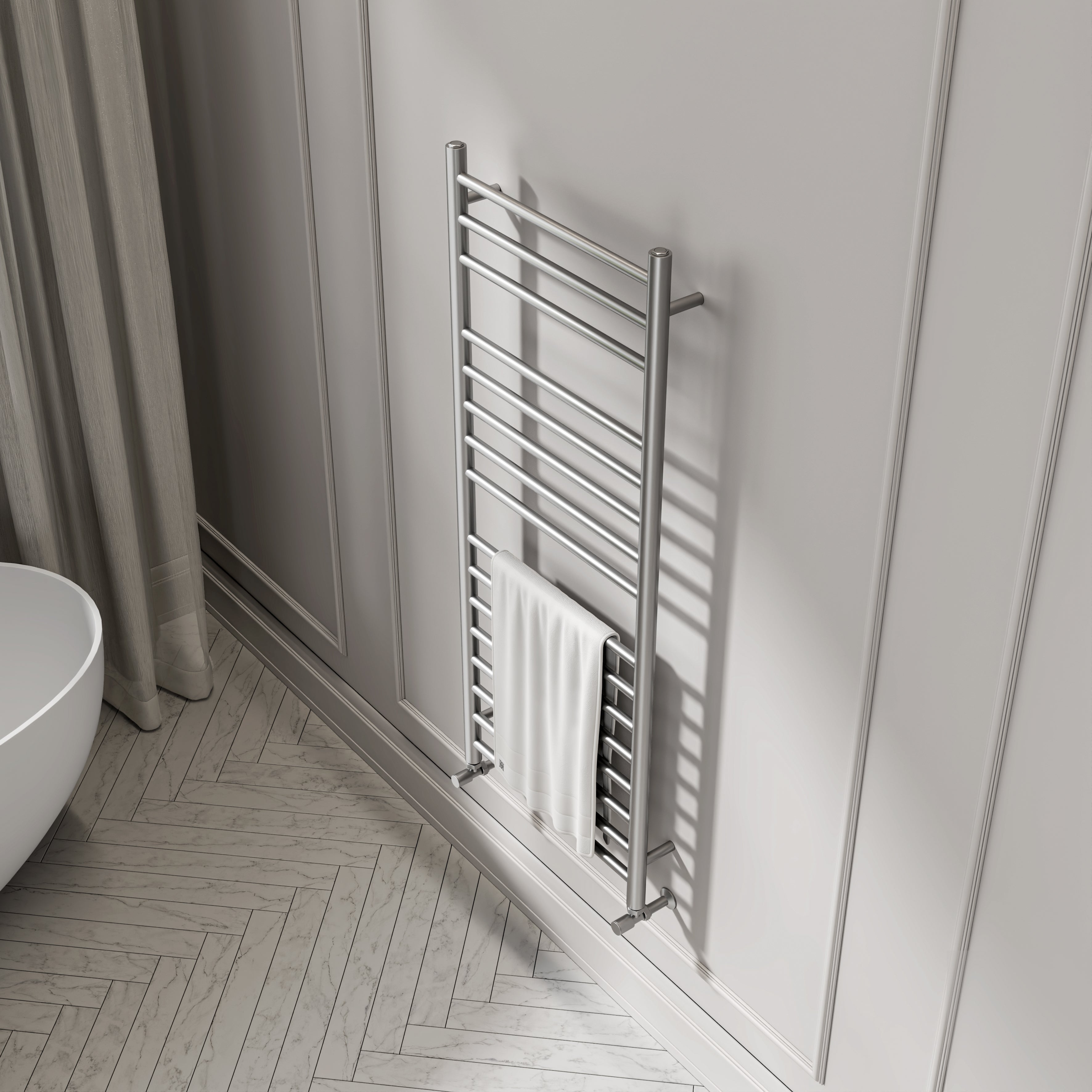 Turin Brushed Stainless Designer Towel Radiator