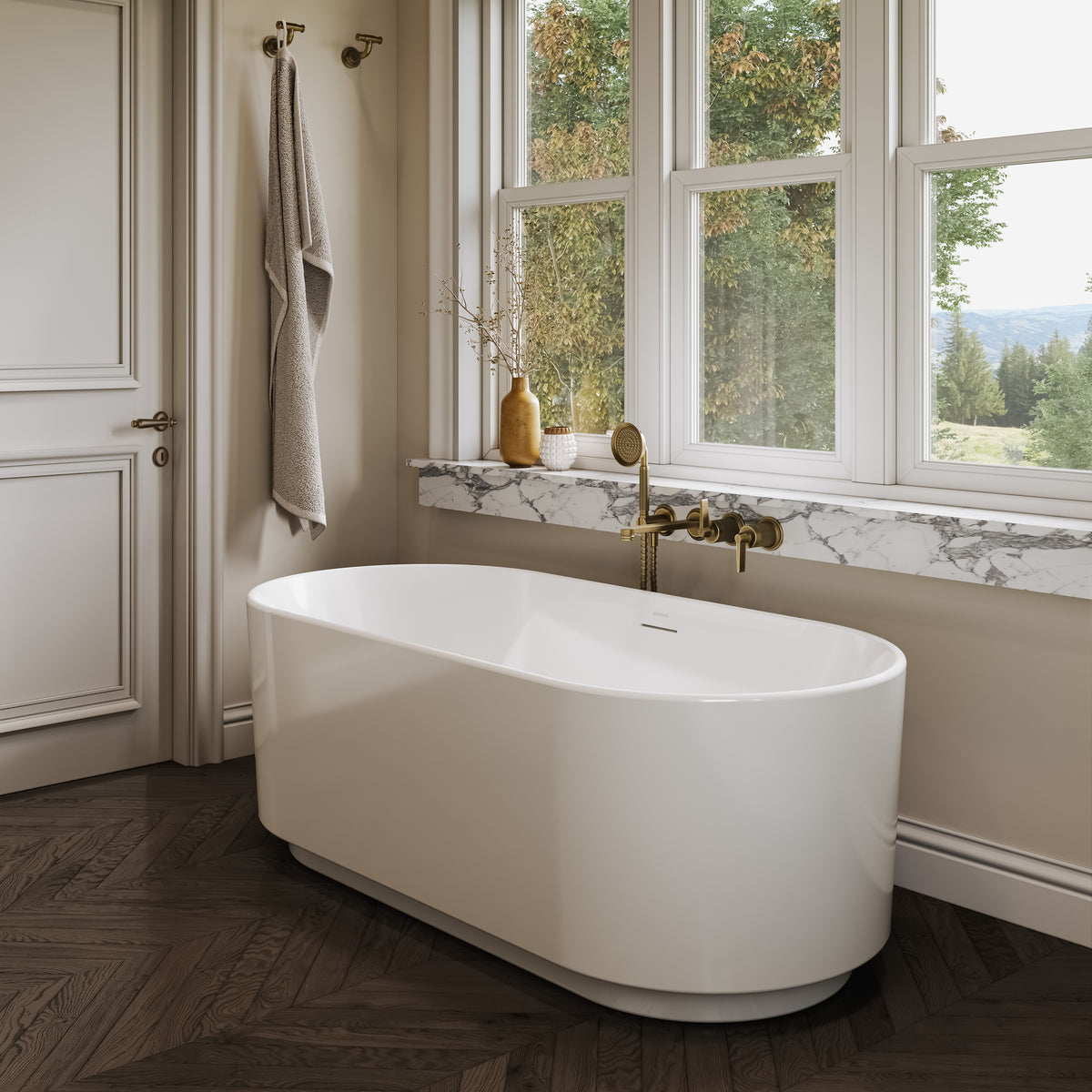 Rowley Light White Freestanding Acrylic Bath 1700mm