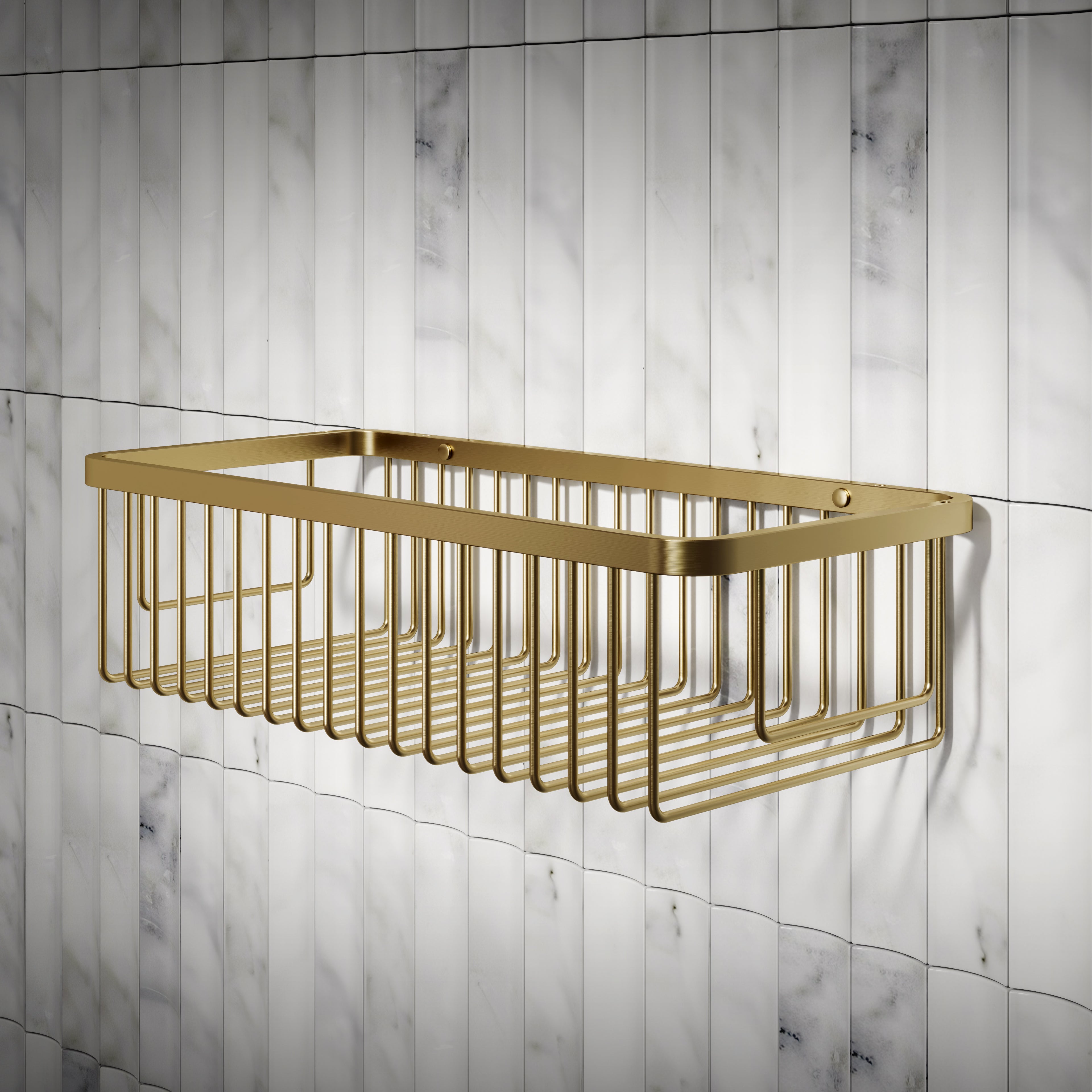 Nuvo Rectangular Shower Storage Basket Brushed Gold
