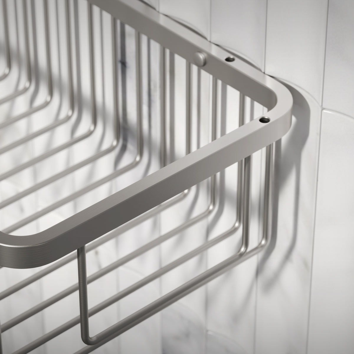Nuvo Rectangular Shower Storage Basket Brushed Stainless