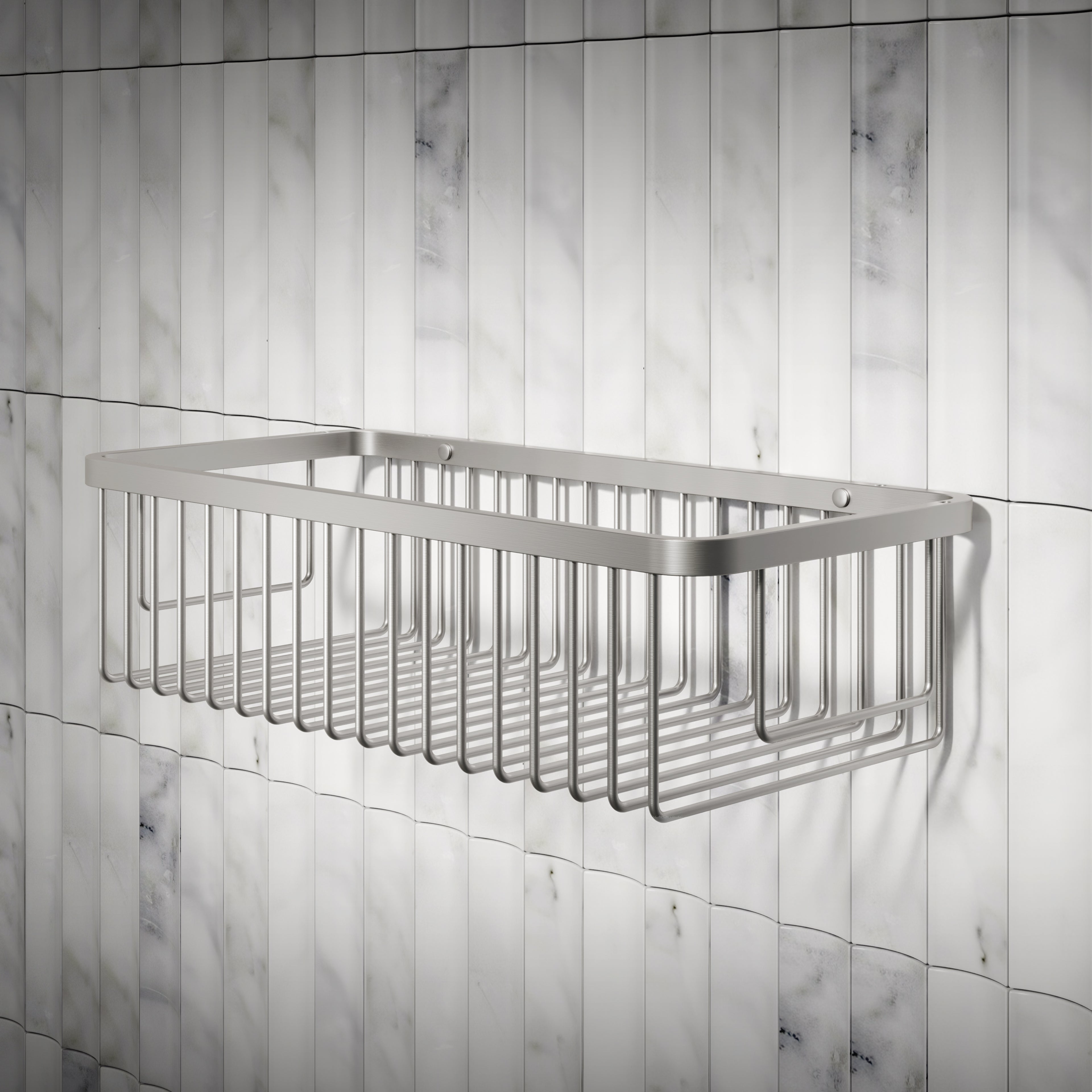 Nuvo Rectangular Shower Storage Basket Brushed Stainless