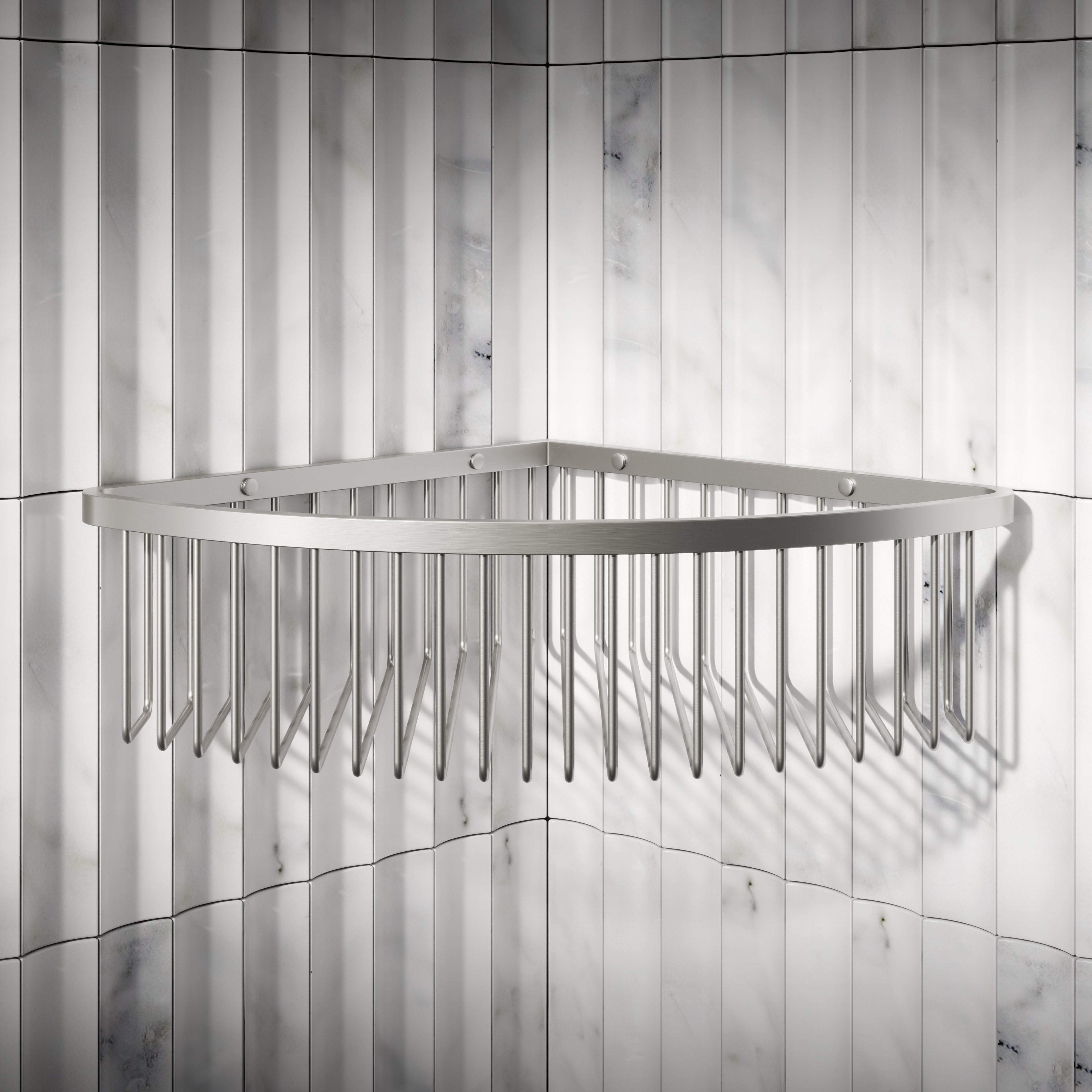 Nuvo Corner Shower Storage Basket Brushed Stainless