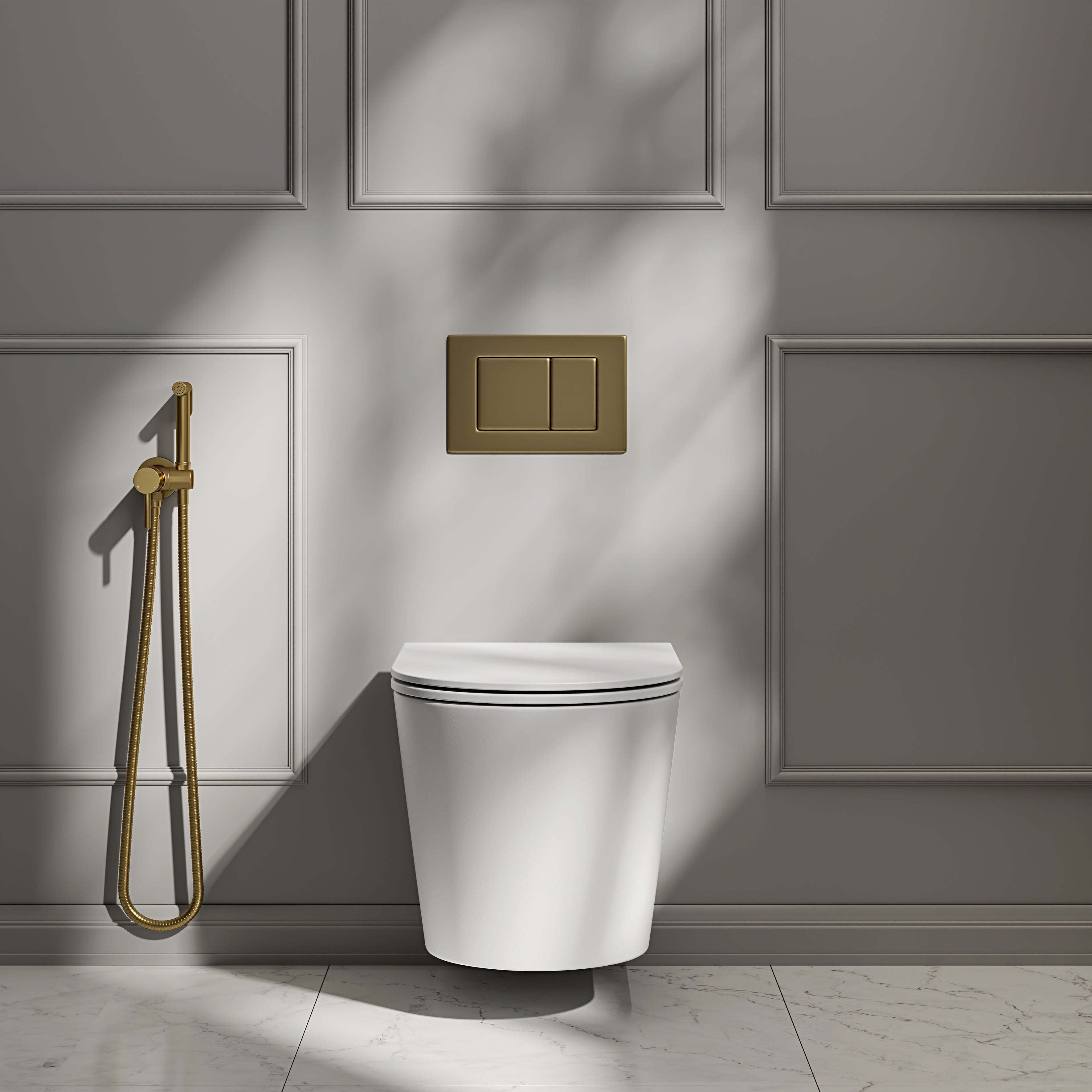 Nuvo Brushed Gold Temperature Controlled Douche Shower Spray Kit