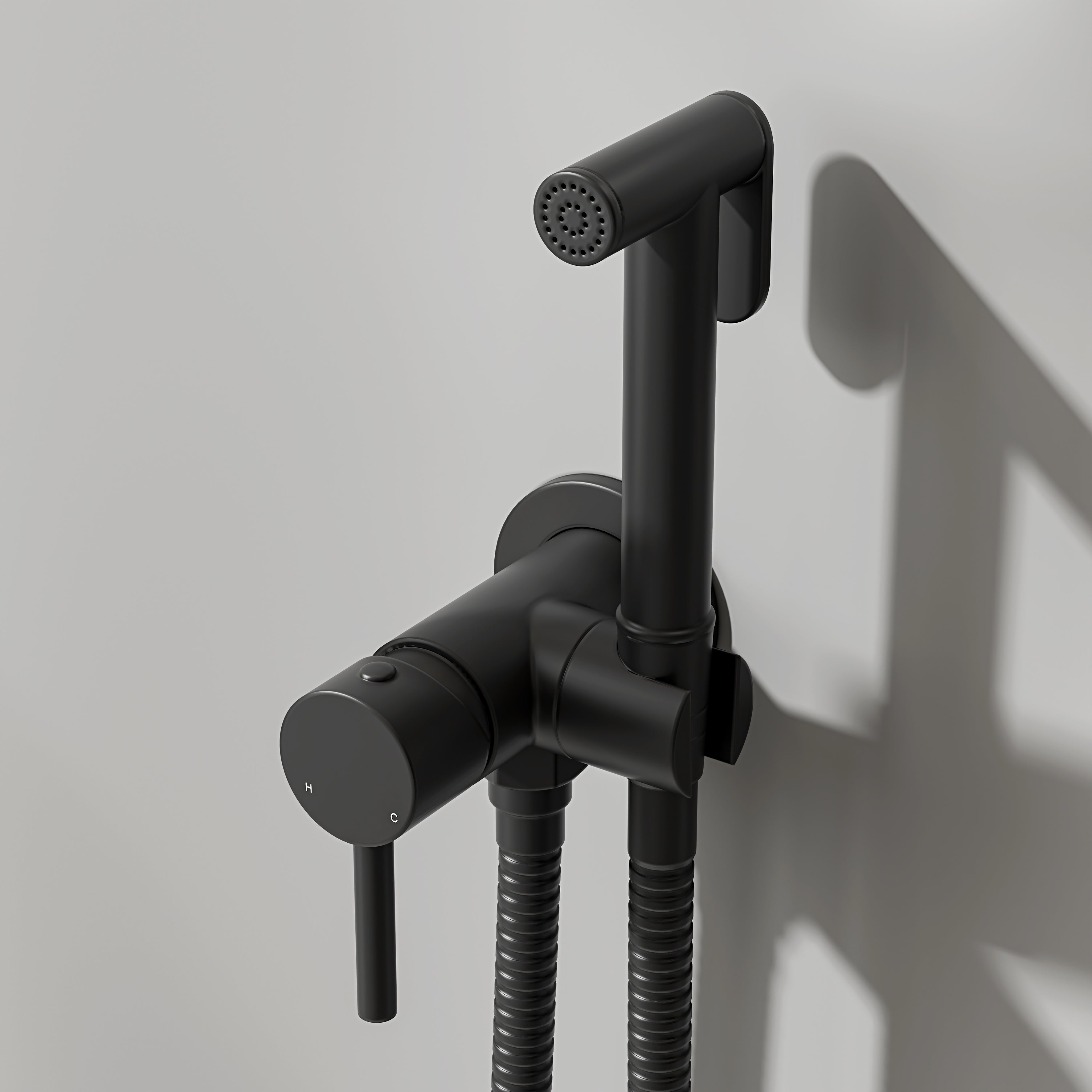 Nuvo Matte Black Temperature Controlled Douche Shower Spray Kit