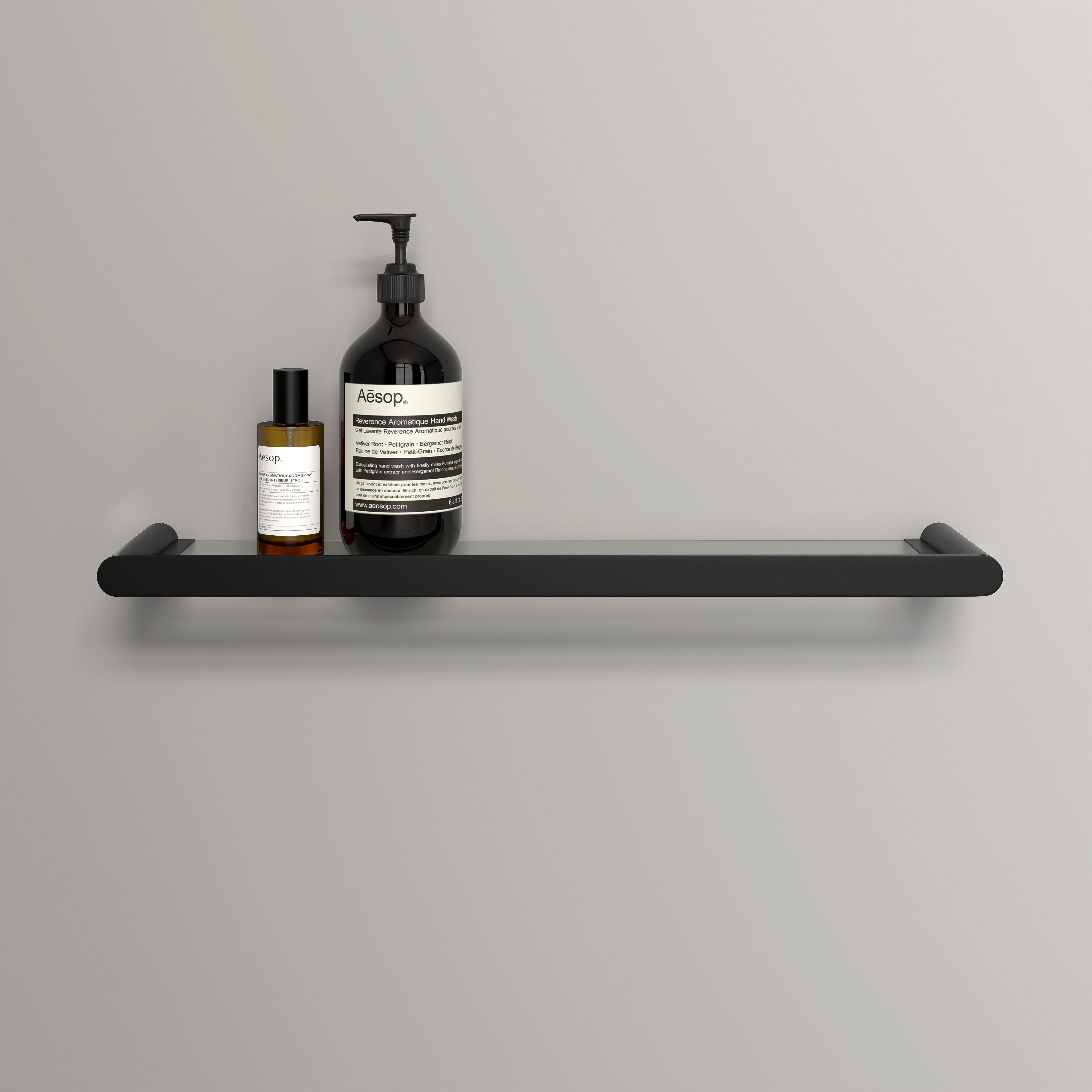 Nuvo Matte Black Glass Storage Shelf