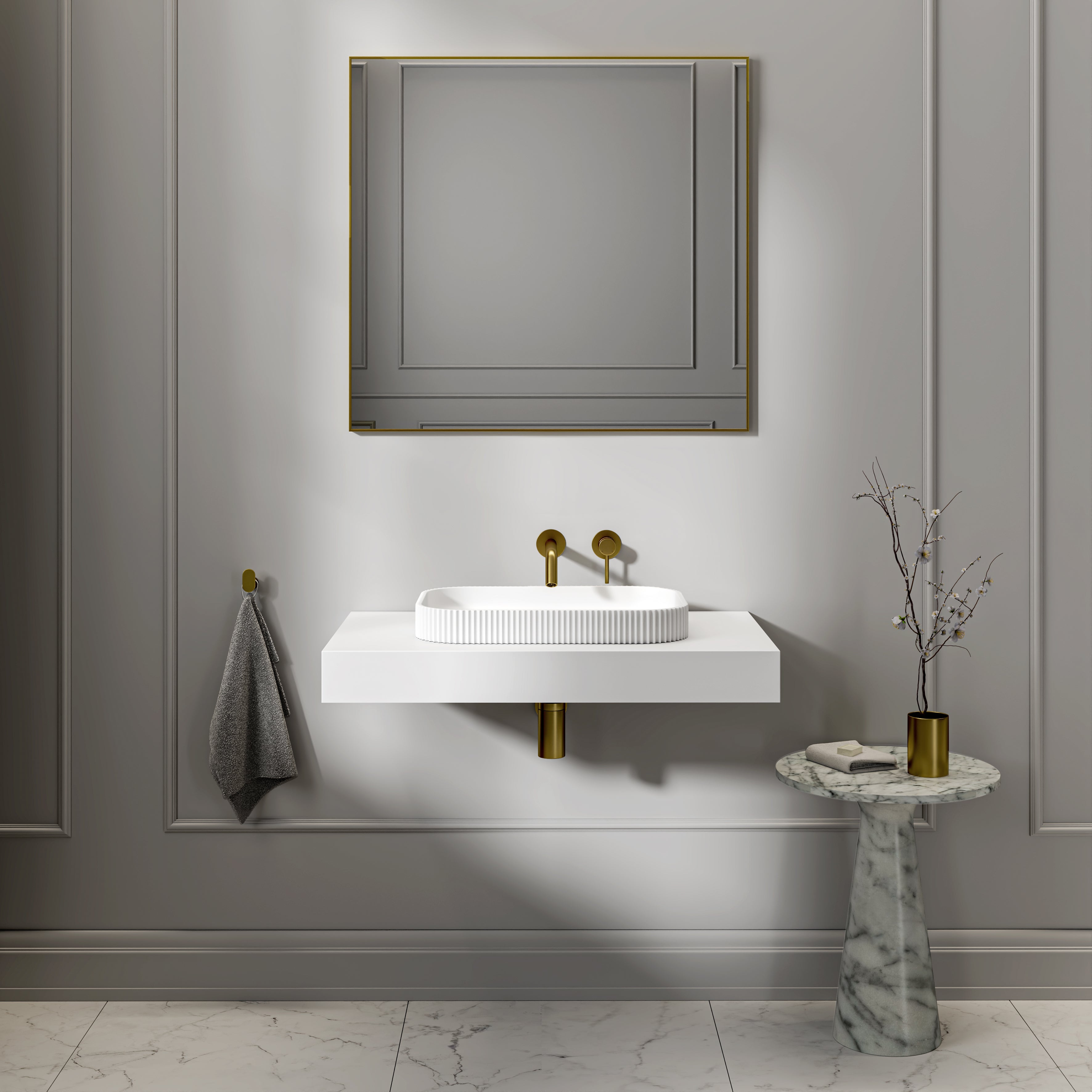 Stamford Matte White Countertop Stone Basin 500mm