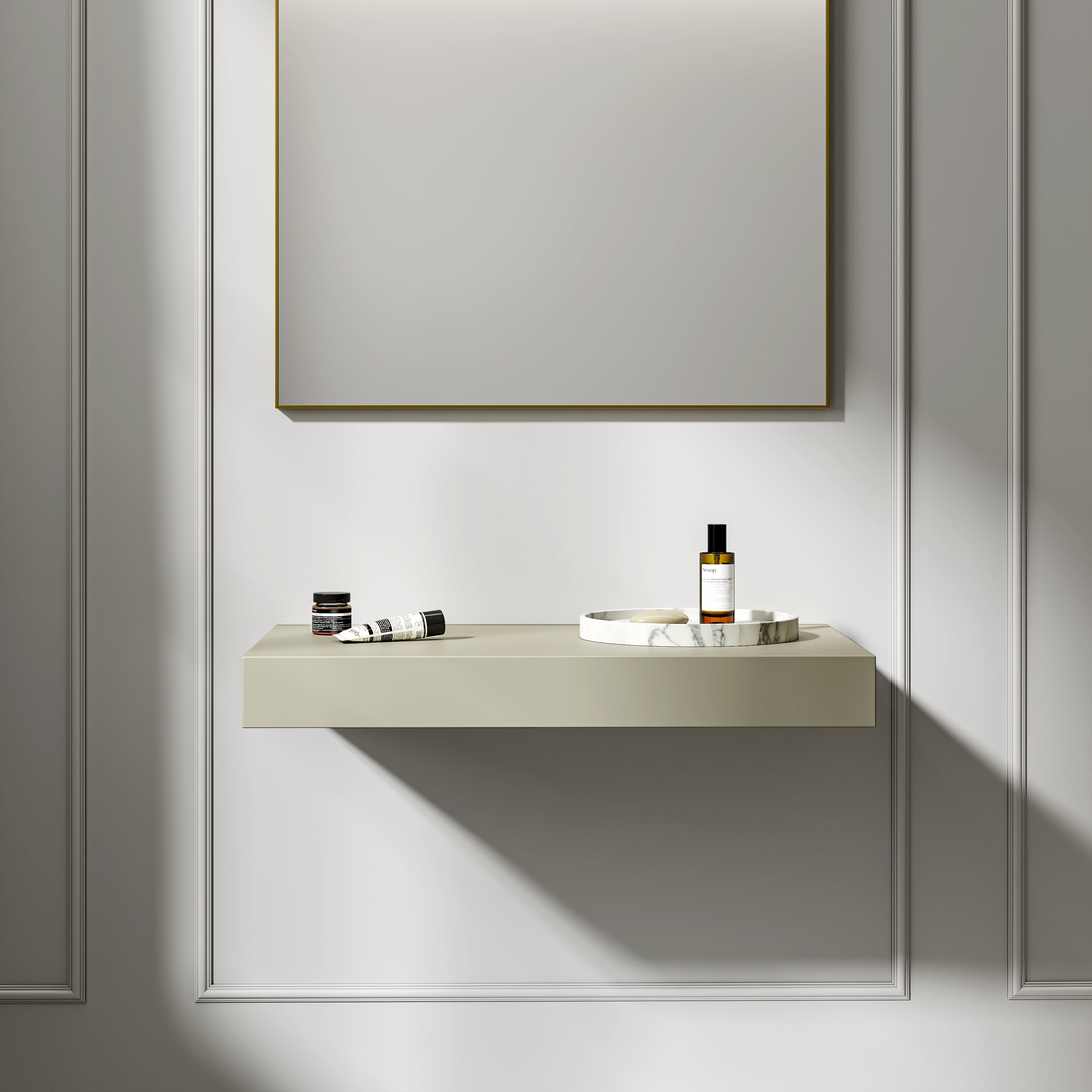 Stone Resin Wall Hung Countertop Basin Shelf (800mm Wide - Sage)