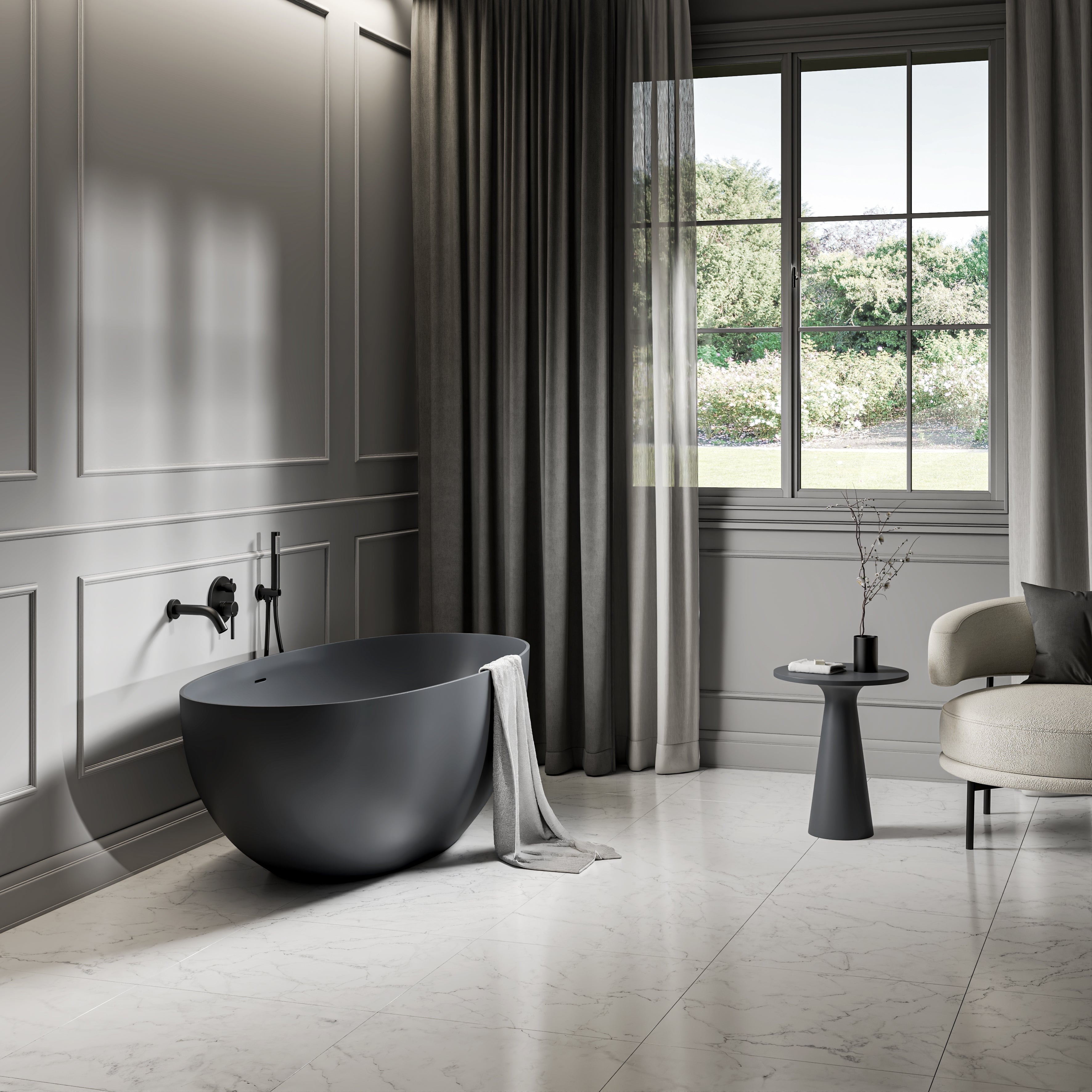 Bromley Freestanding Slate Stone Bath 1700mm
