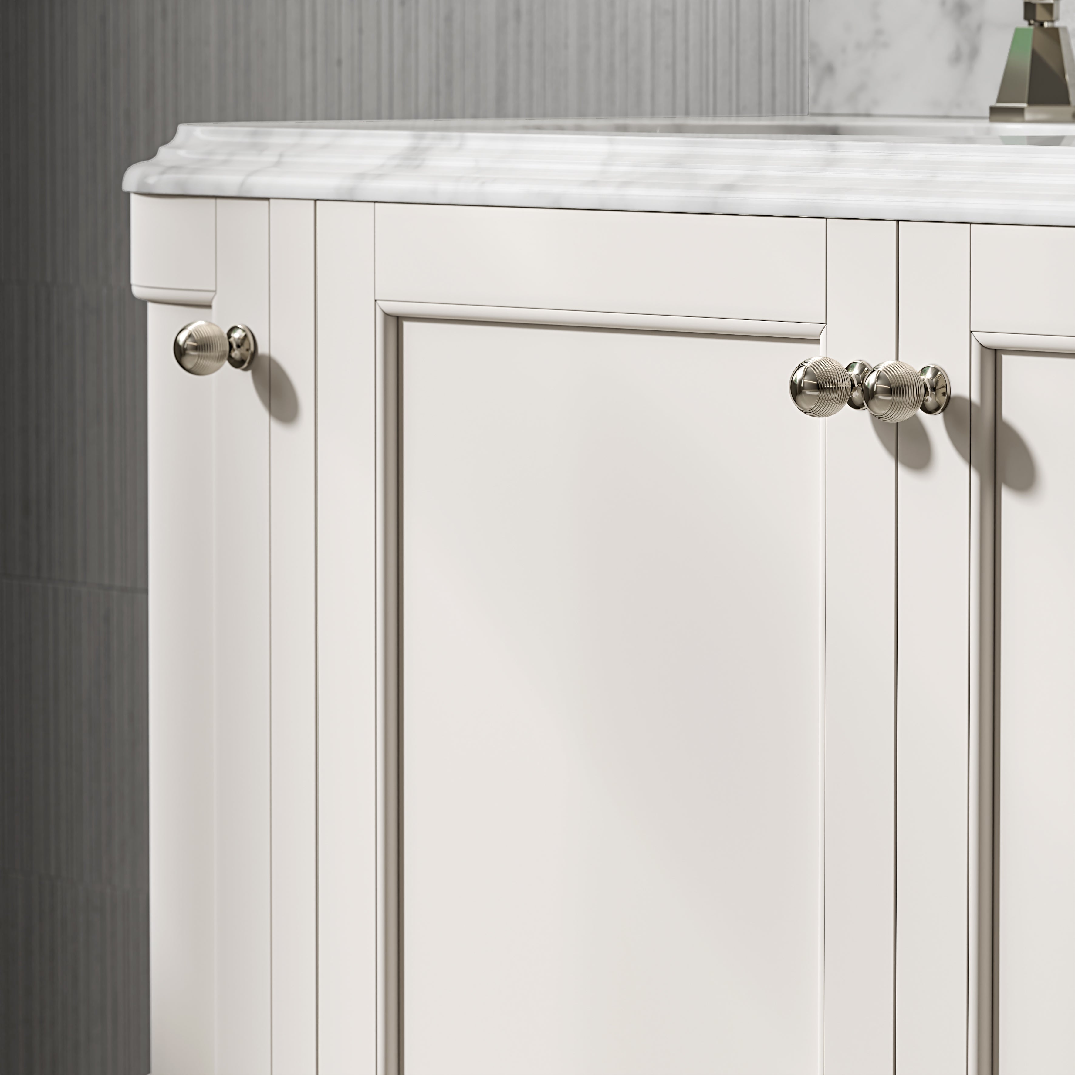 Charlbury Carrara Marble Wall Mounted Vanity Unit (Matte Cream) 1400mm