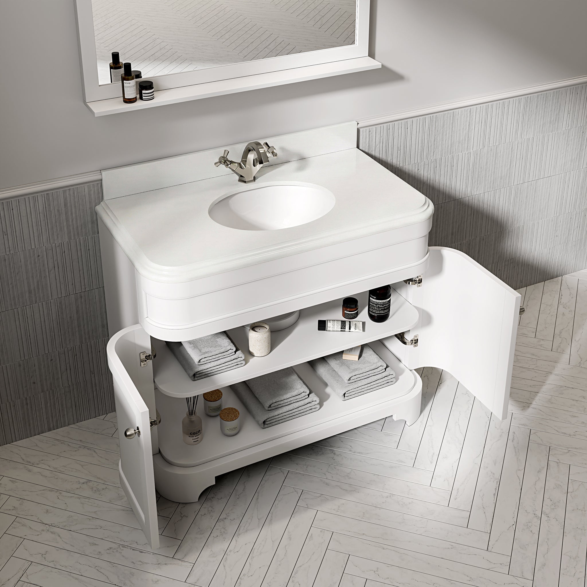 Cobham Quartz Floorstanding Vanity Unit (Matte White) 1000mm