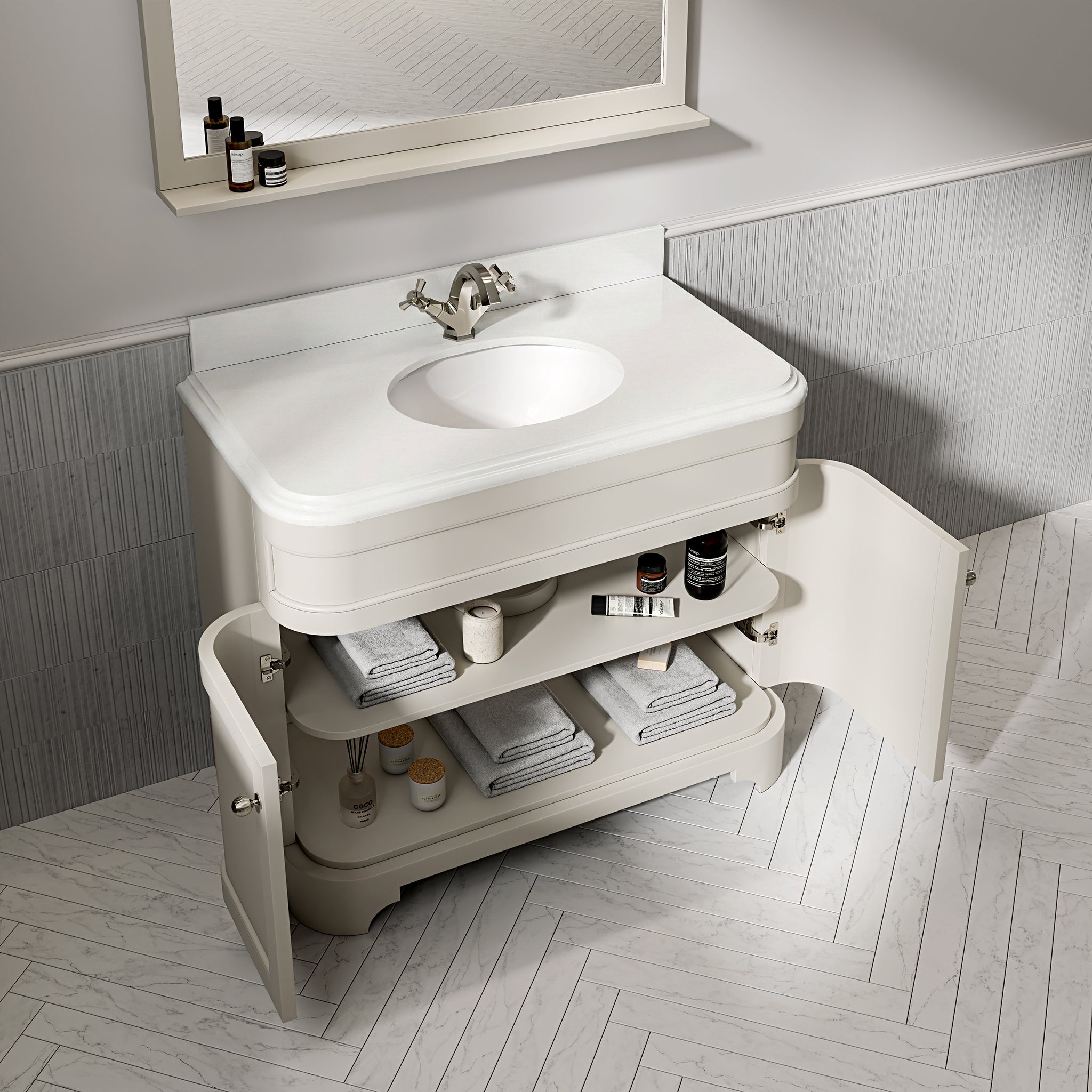 Cobham Quartz Floorstanding Vanity Unit (Matte Stone) 1000mm