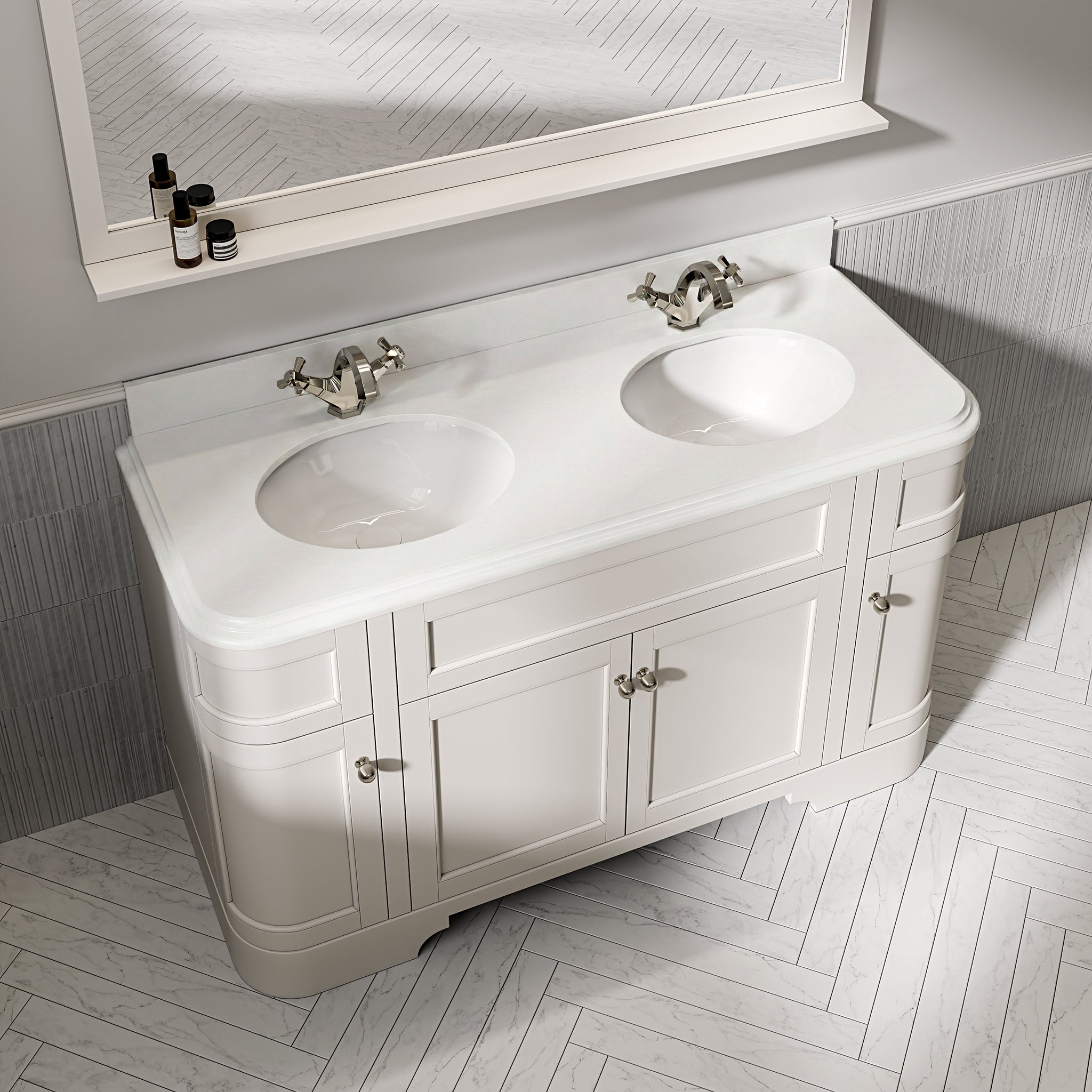 Cobham Quartz Floorstanding Vanity Unit (Matte Cream) 1400mm