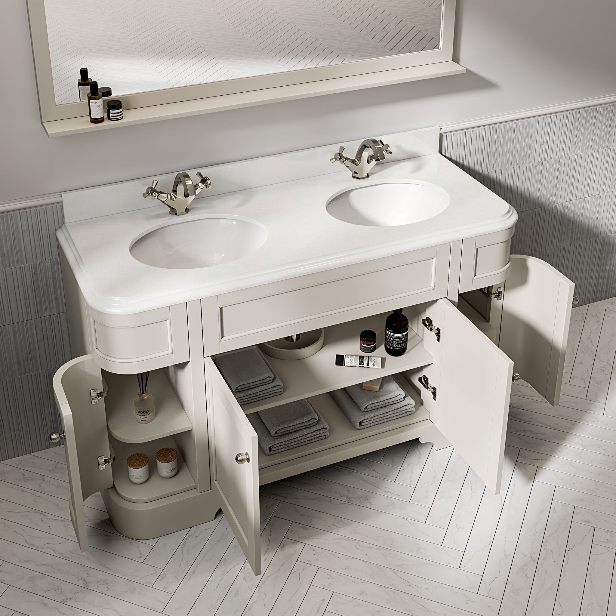 Cobham Quartz Floorstanding Vanity Unit (Matte Stone) 1400mm