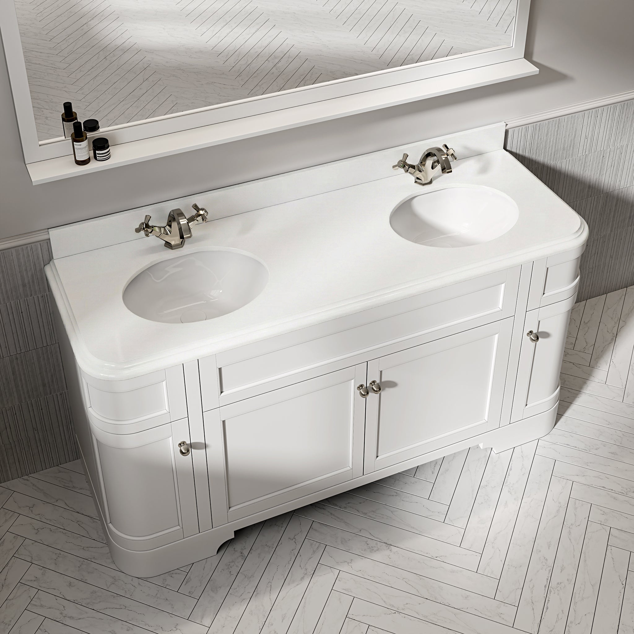 Cobham Quartz Floorstanding Vanity Unit (Matte White) 1600mm