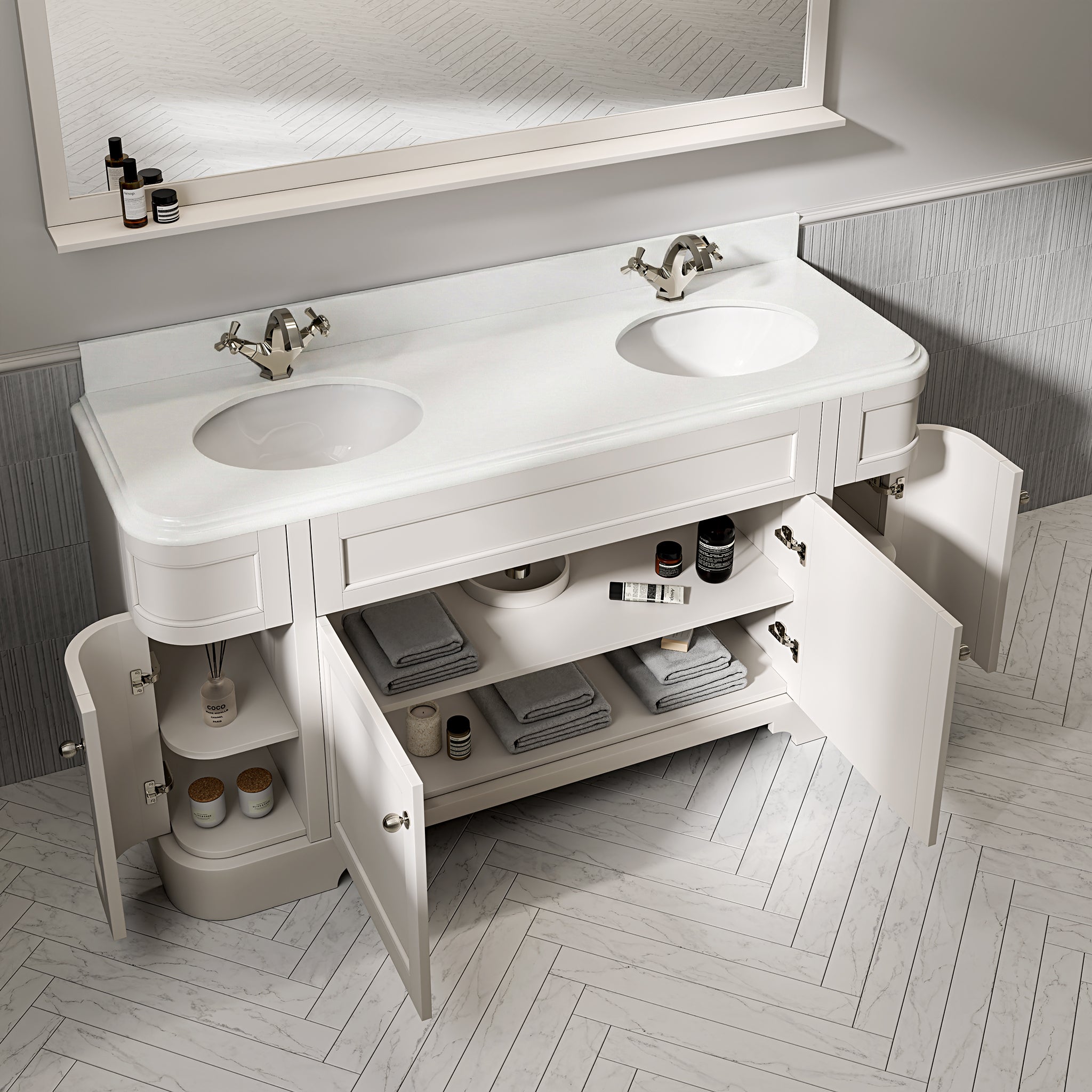 Cobham Quartz Floorstanding Vanity Unit (Matte Cream) 1600mm