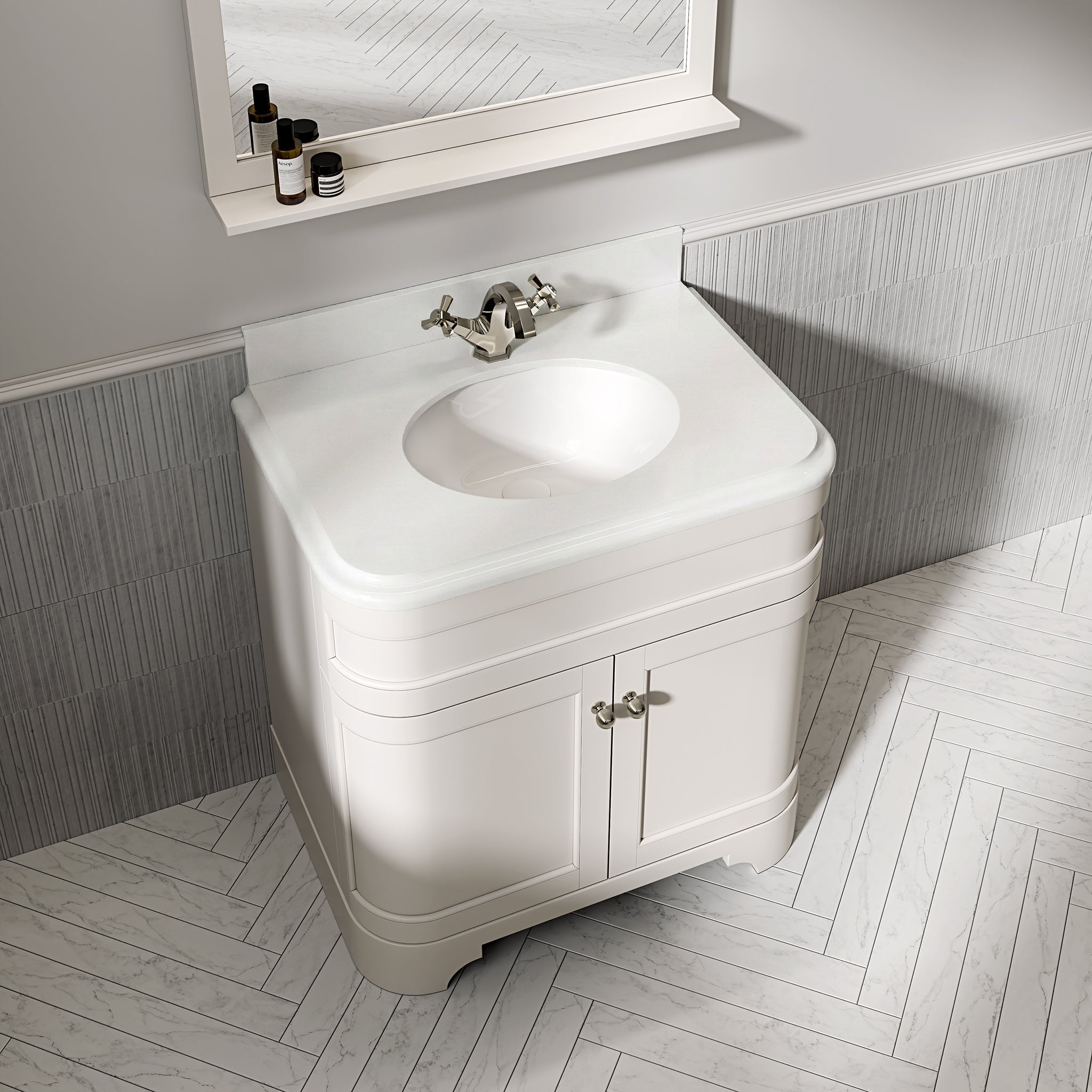 Cobham Quartz Floorstanding Vanity Unit (Matte Cream) 800mm