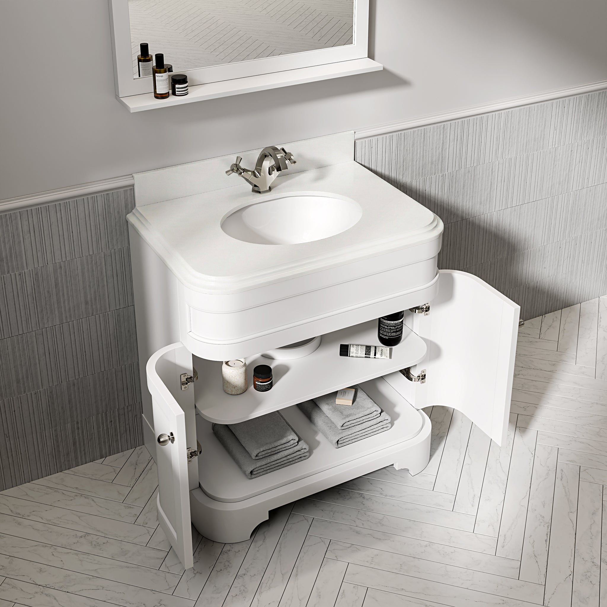 Cobham Quartz Floorstanding Vanity Unit (Matte White) 800mm