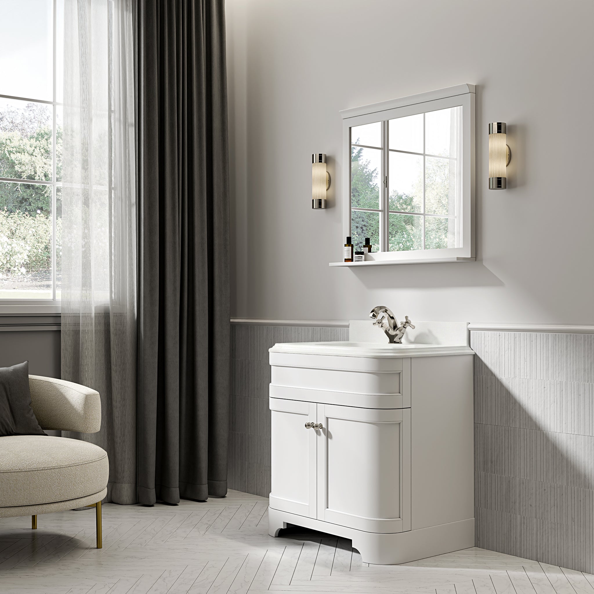Cobham Quartz Floorstanding Vanity Unit (Matte White) 800mm