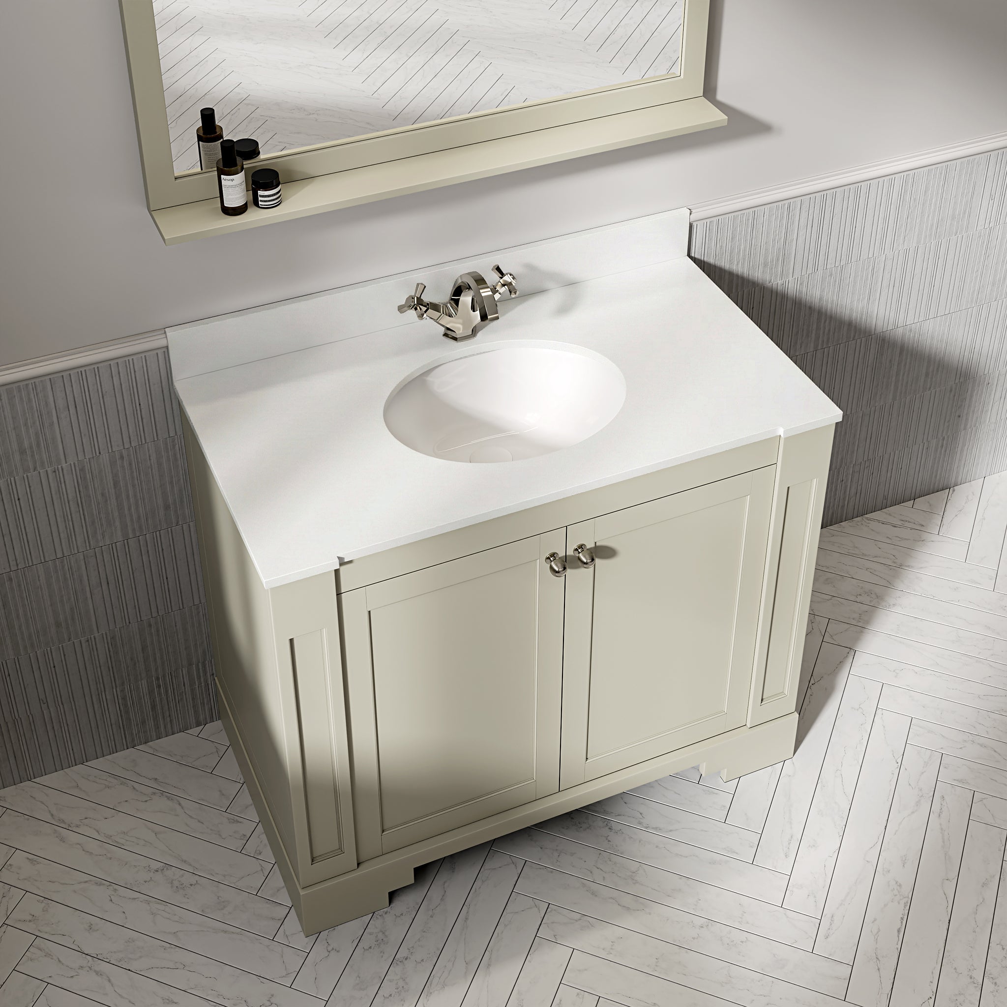 Wentworth Quartz Floorstanding Vanity Unit (Matte Olive) 1000mm