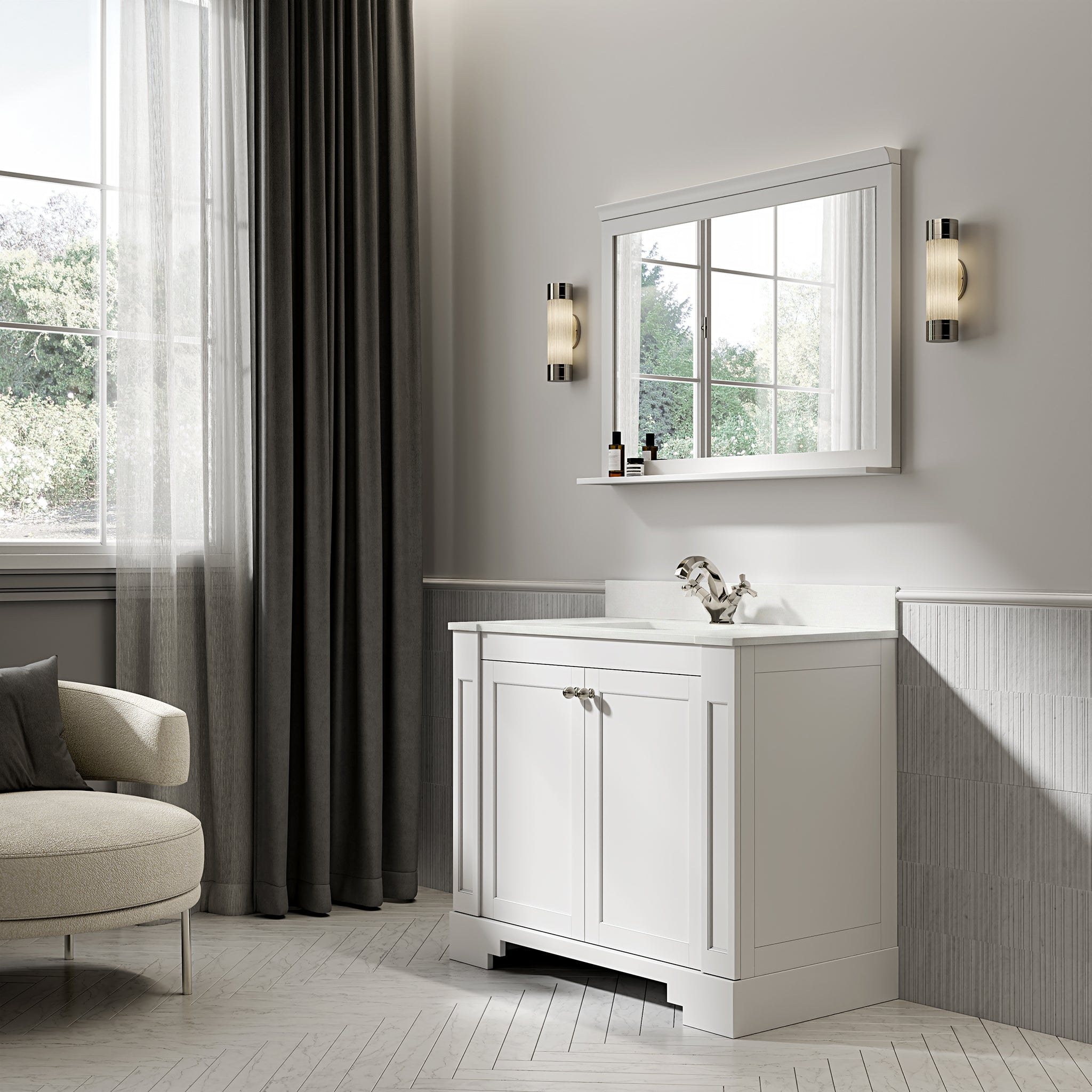 Wentworth Quartz Floorstanding Vanity Unit (Matte White) 1000mm