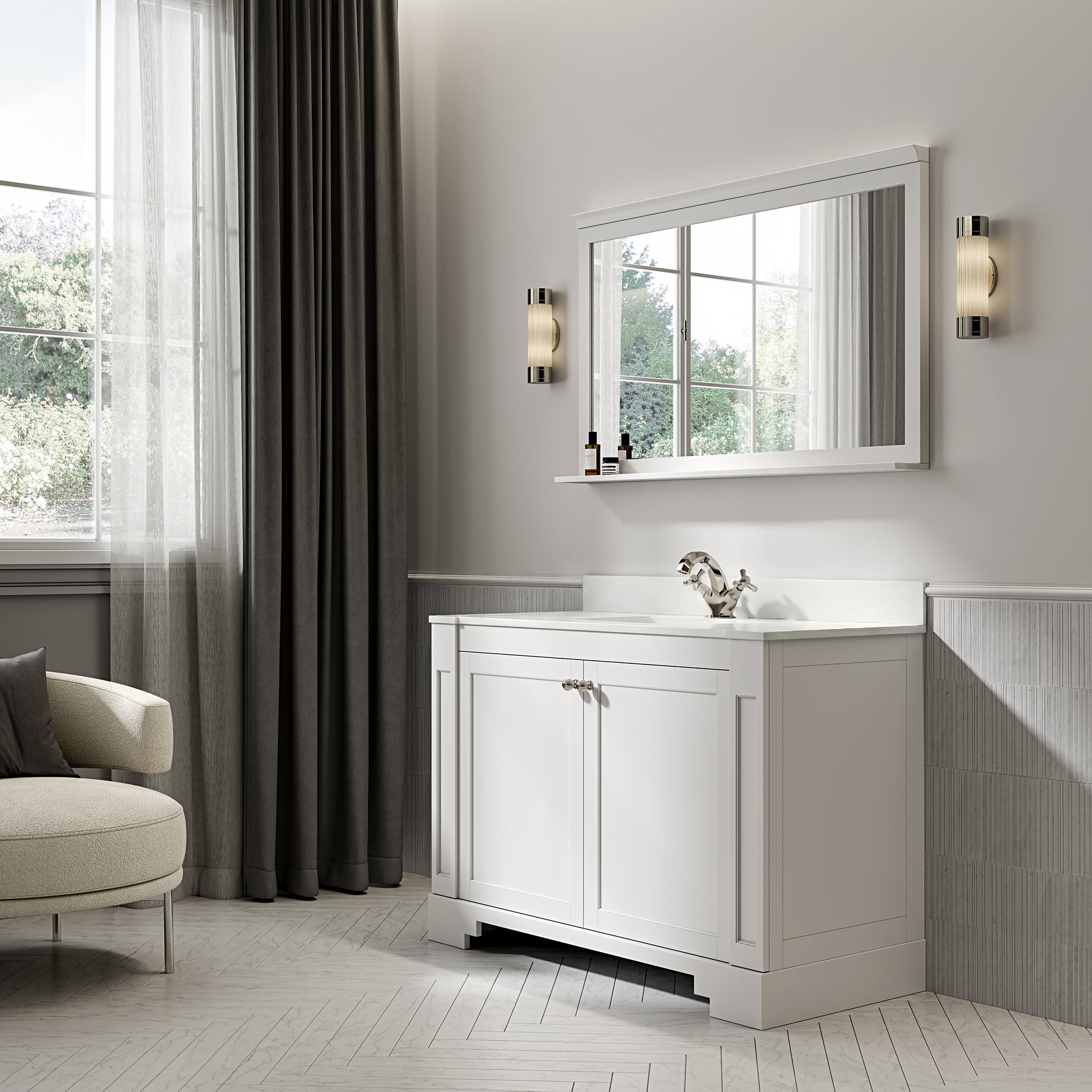 Wentworth Quartz Floorstanding Vanity Unit (Matte White) 1200mm