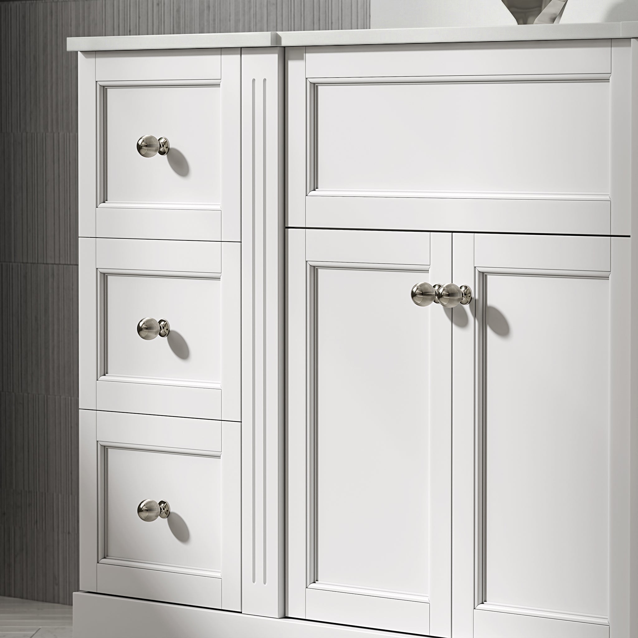 Wentworth Quartz Floorstanding Vanity Unit (Matte White) 1400mm