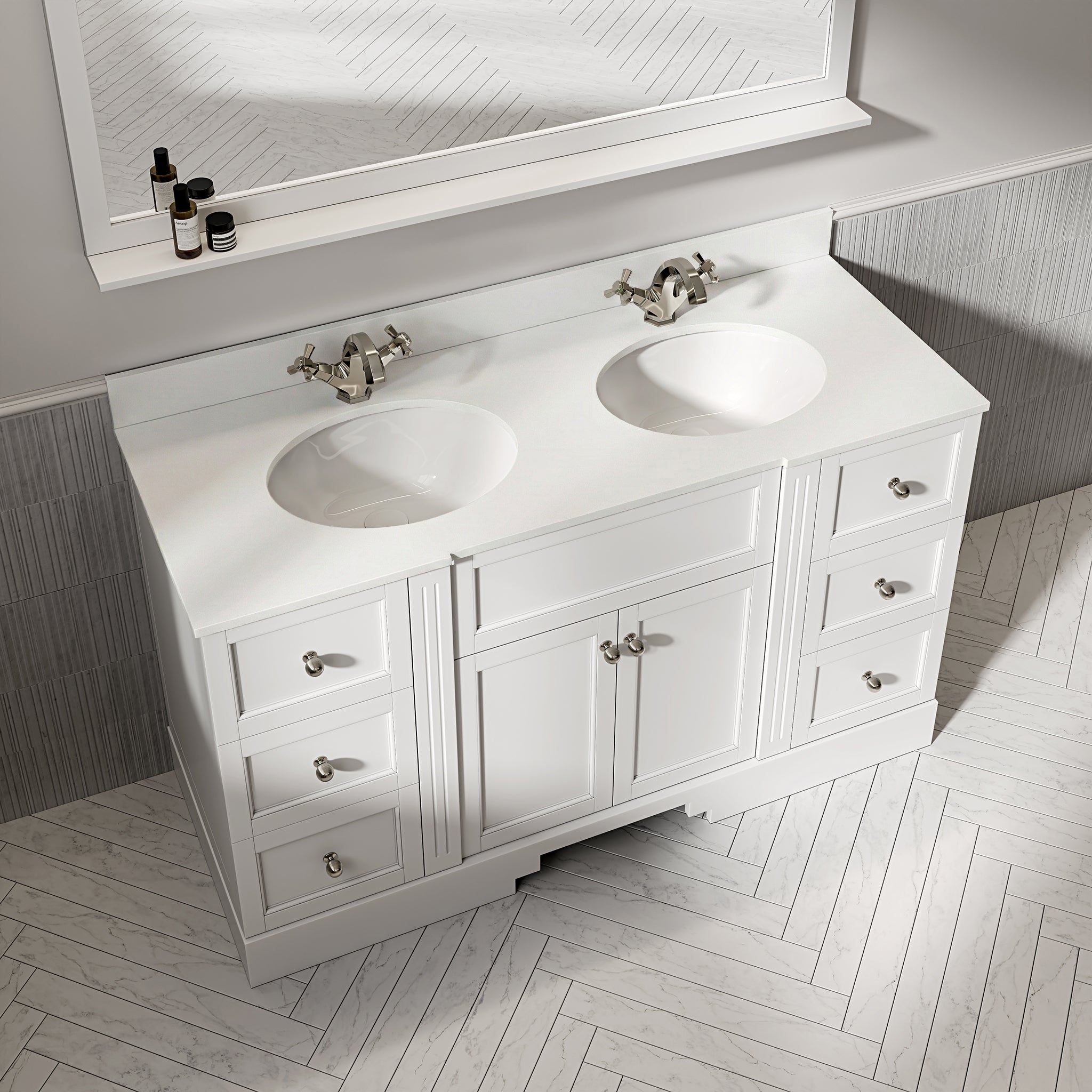 Wentworth Quartz Floorstanding Vanity Unit (Matte White) 1400mm