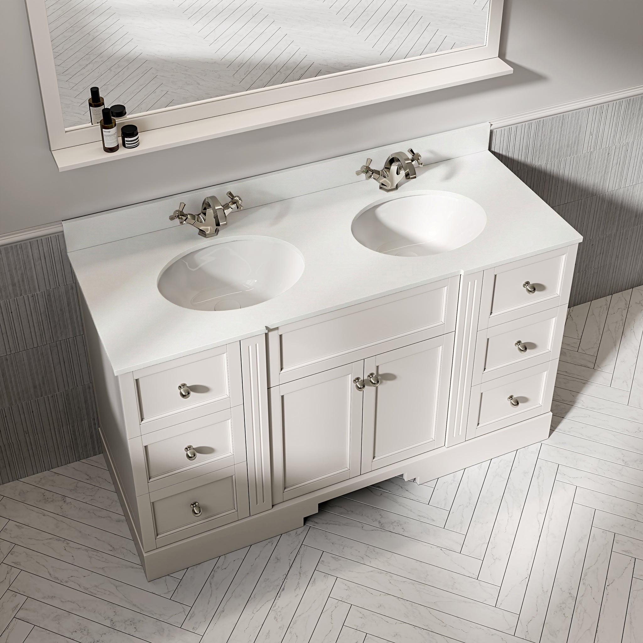 Wentworth Quartz Floorstanding Vanity Unit (Matte Cream) 1400mm