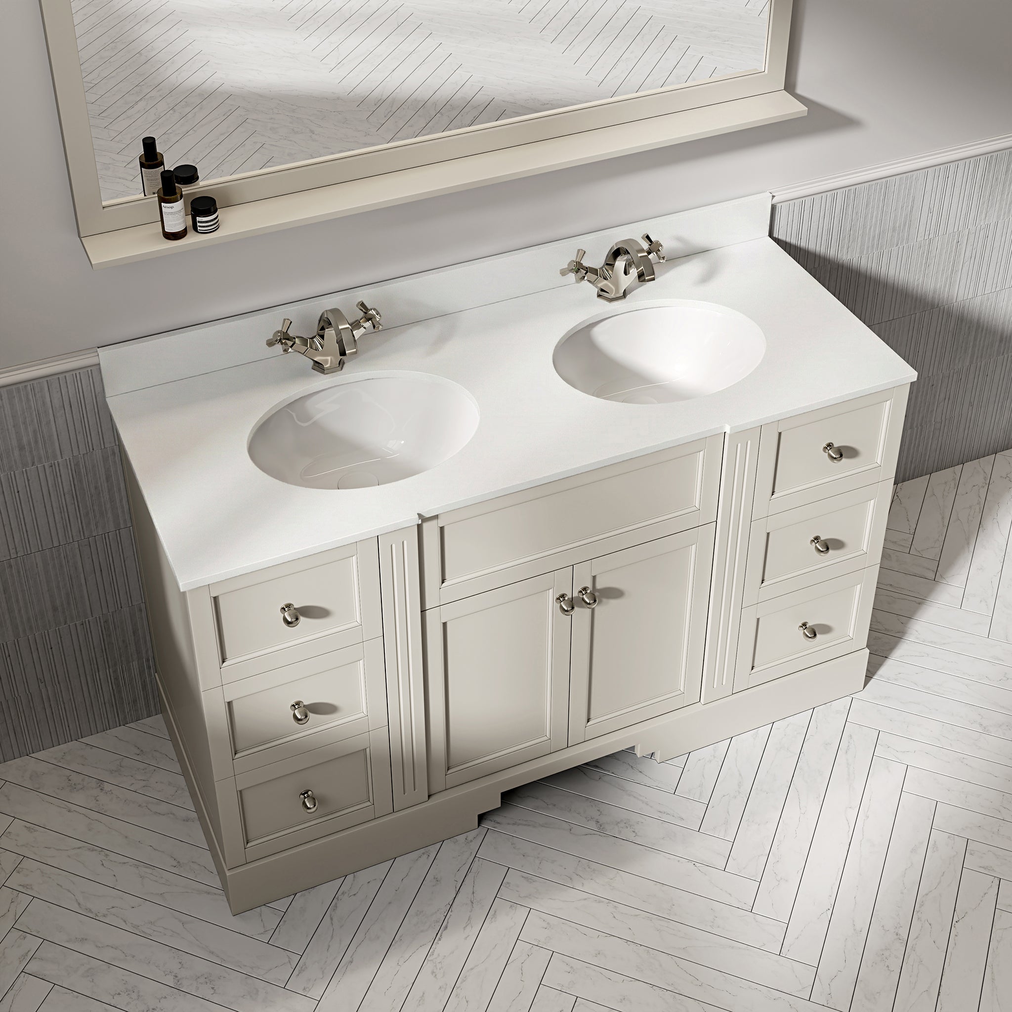 Wentworth Quartz Floorstanding Vanity Unit (Matte Stone) 1400mm