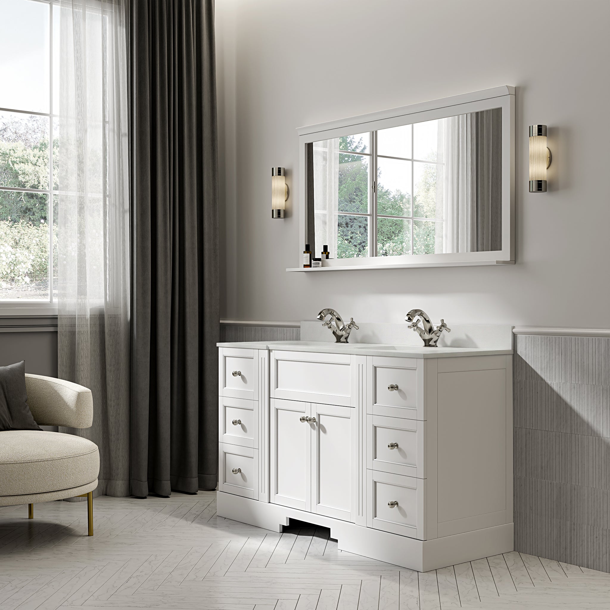 Wentworth Quartz Floorstanding Vanity Unit (Matte White) 1400mm