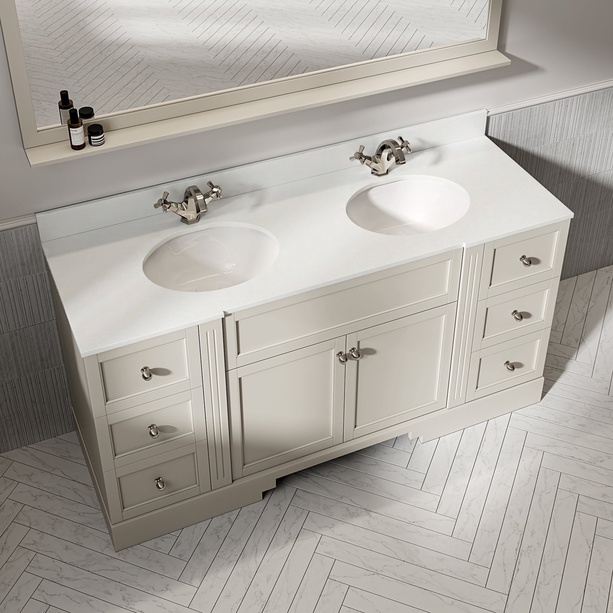 Wentworth Quartz Floorstanding Vanity Unit (Matte Stone) 1600mm
