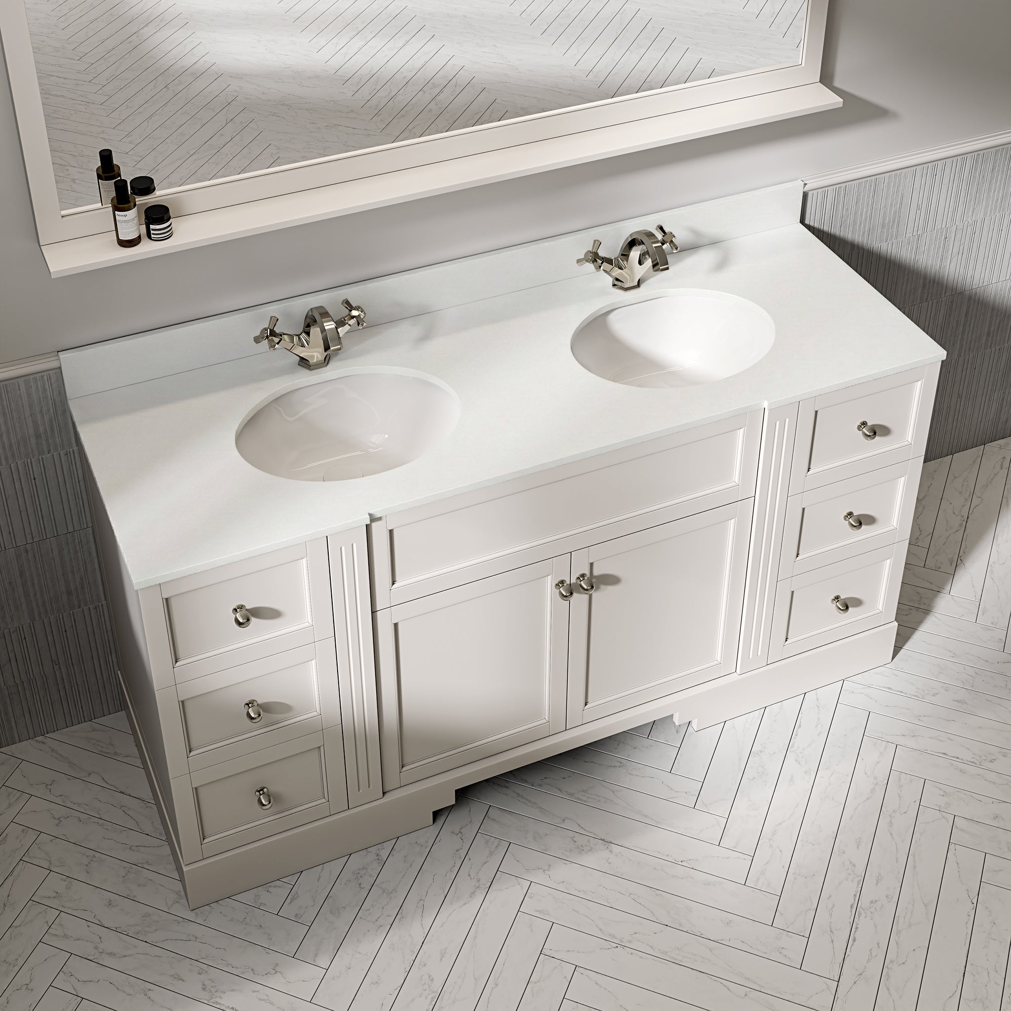 Wentworth Quartz Floorstanding Vanity Unit (Matte Cream) 1600mm