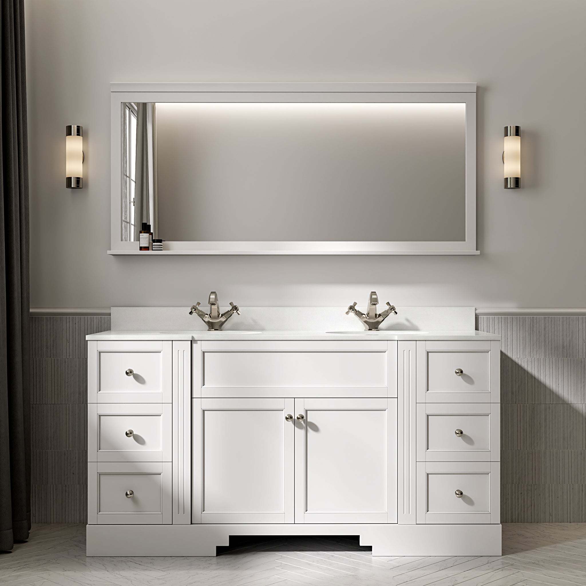 Wentworth Quartz Floorstanding Vanity Unit (Matte White) 1600mm