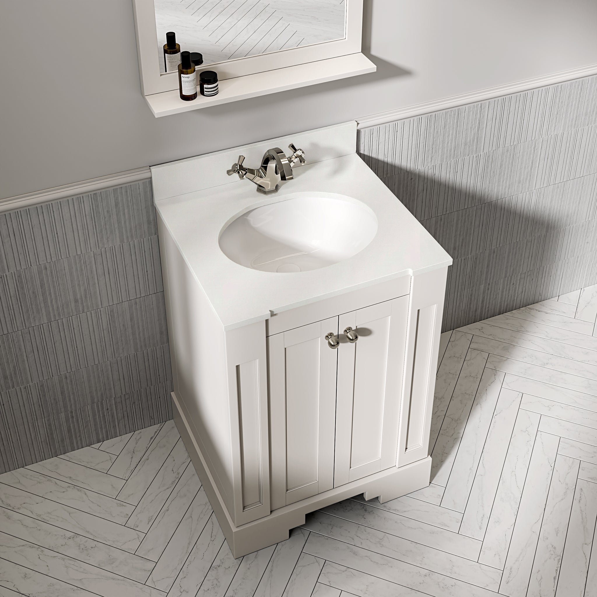 Wentworth Quartz Floorstanding Vanity Unit (Matte Cream) 600mm