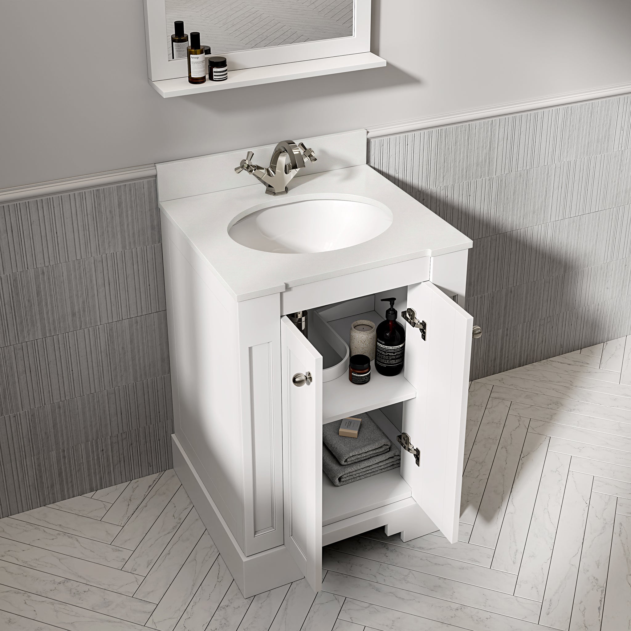 Wentworth Quartz Floorstanding Vanity Unit (Matte White) 600mm