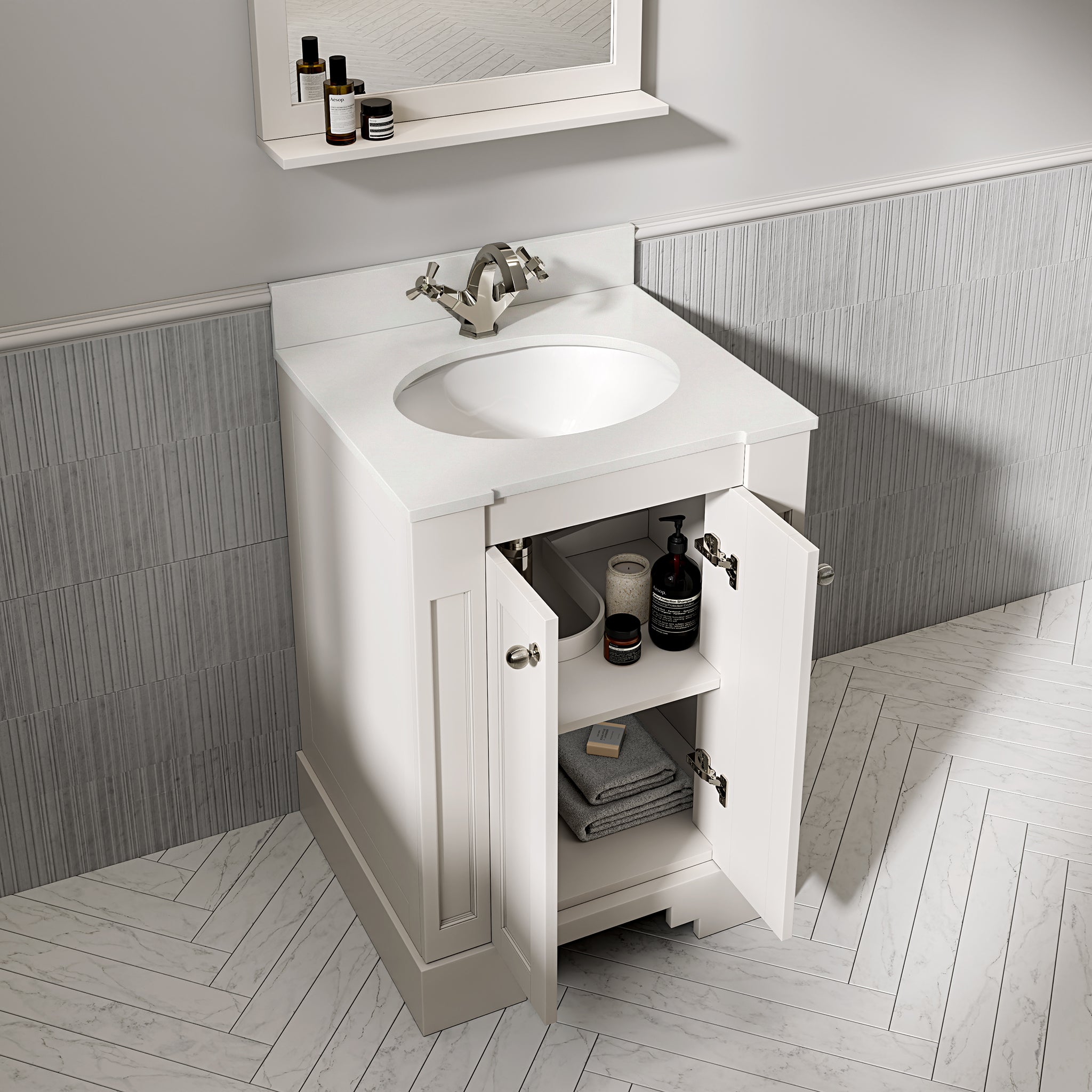 Wentworth Quartz Floorstanding Vanity Unit (Matte Cream) 600mm