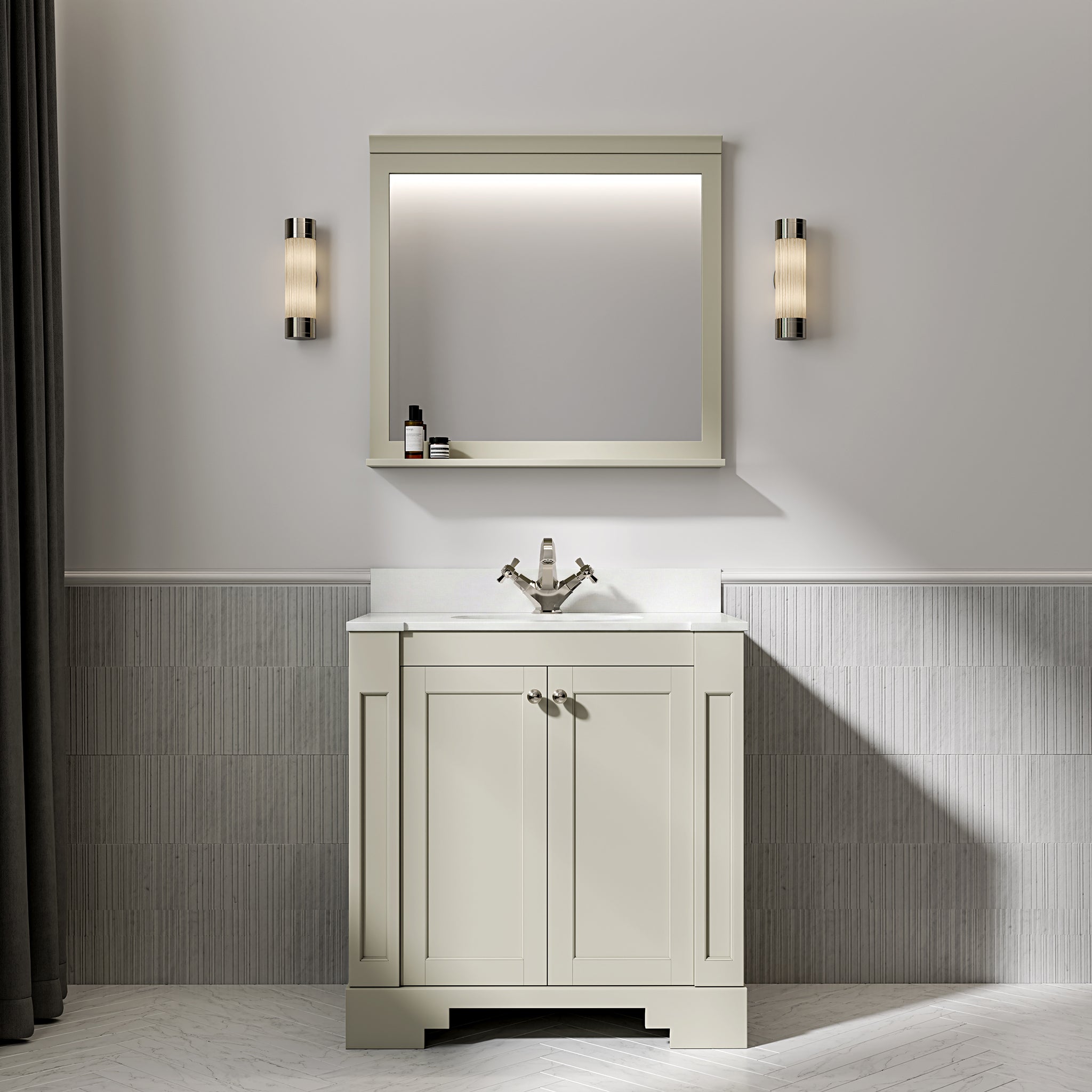 Wentworth Quartz Floorstanding Vanity Unit (Matte Olive) 800mm