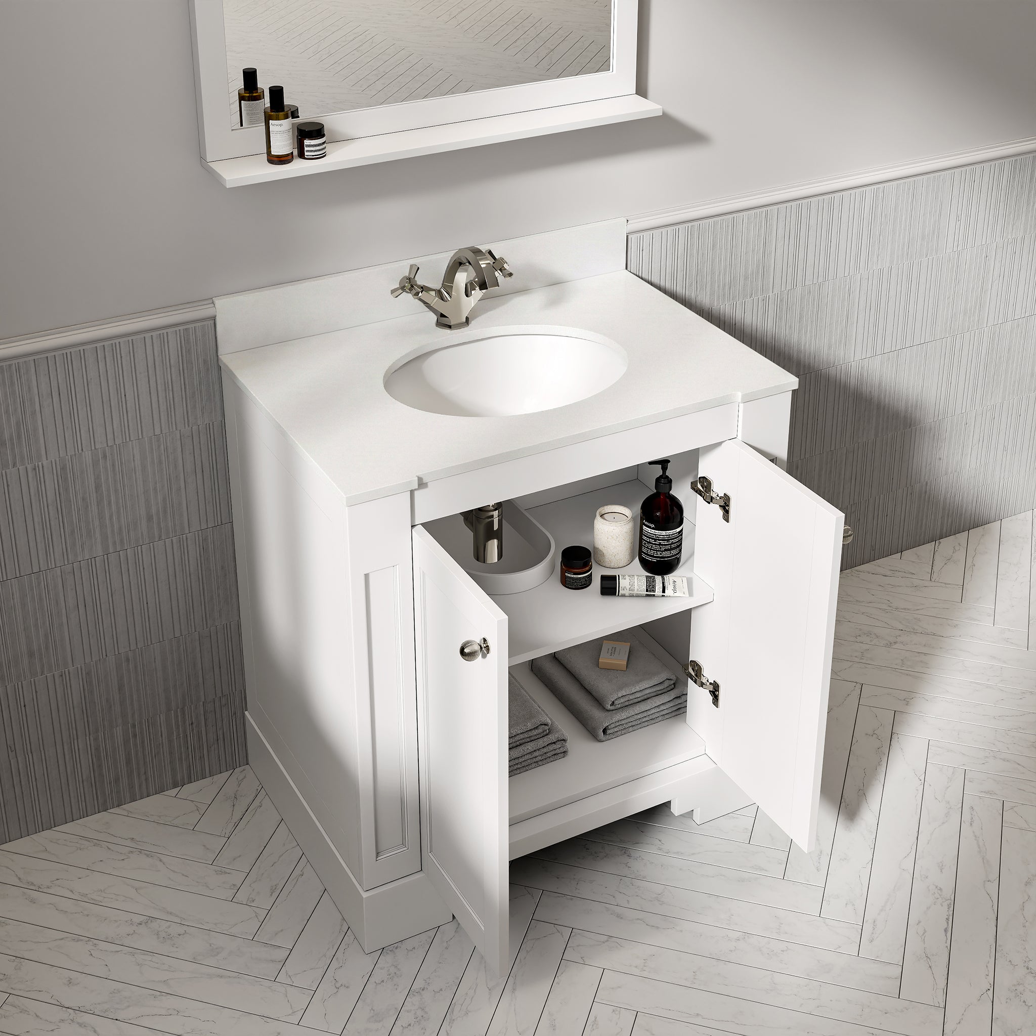 Wentworth Quartz Floorstanding Vanity Unit (Matte White) 800mm