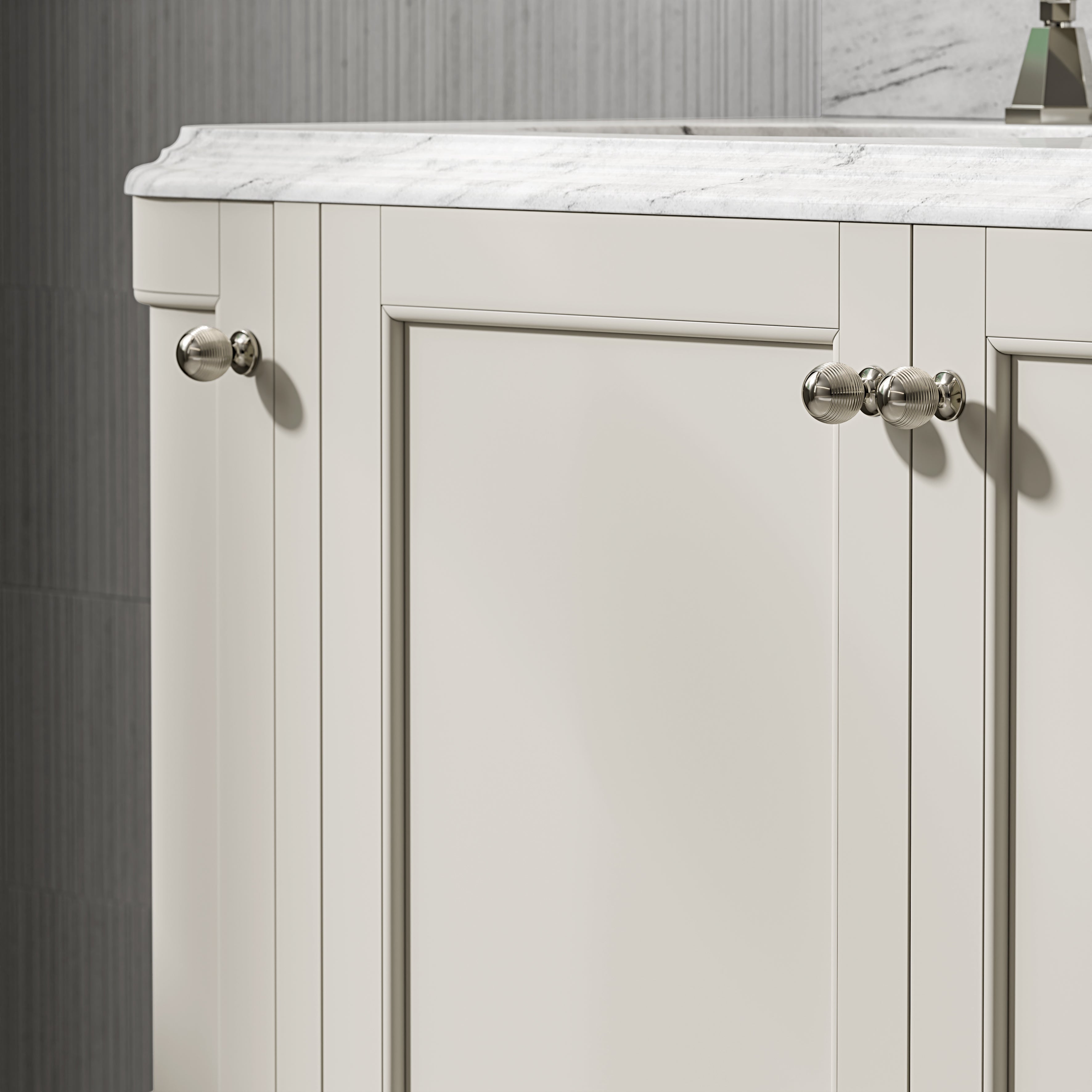 Charlbury Carrara Marble Wall Mounted Vanity Unit (Matte Stone) 1400mm