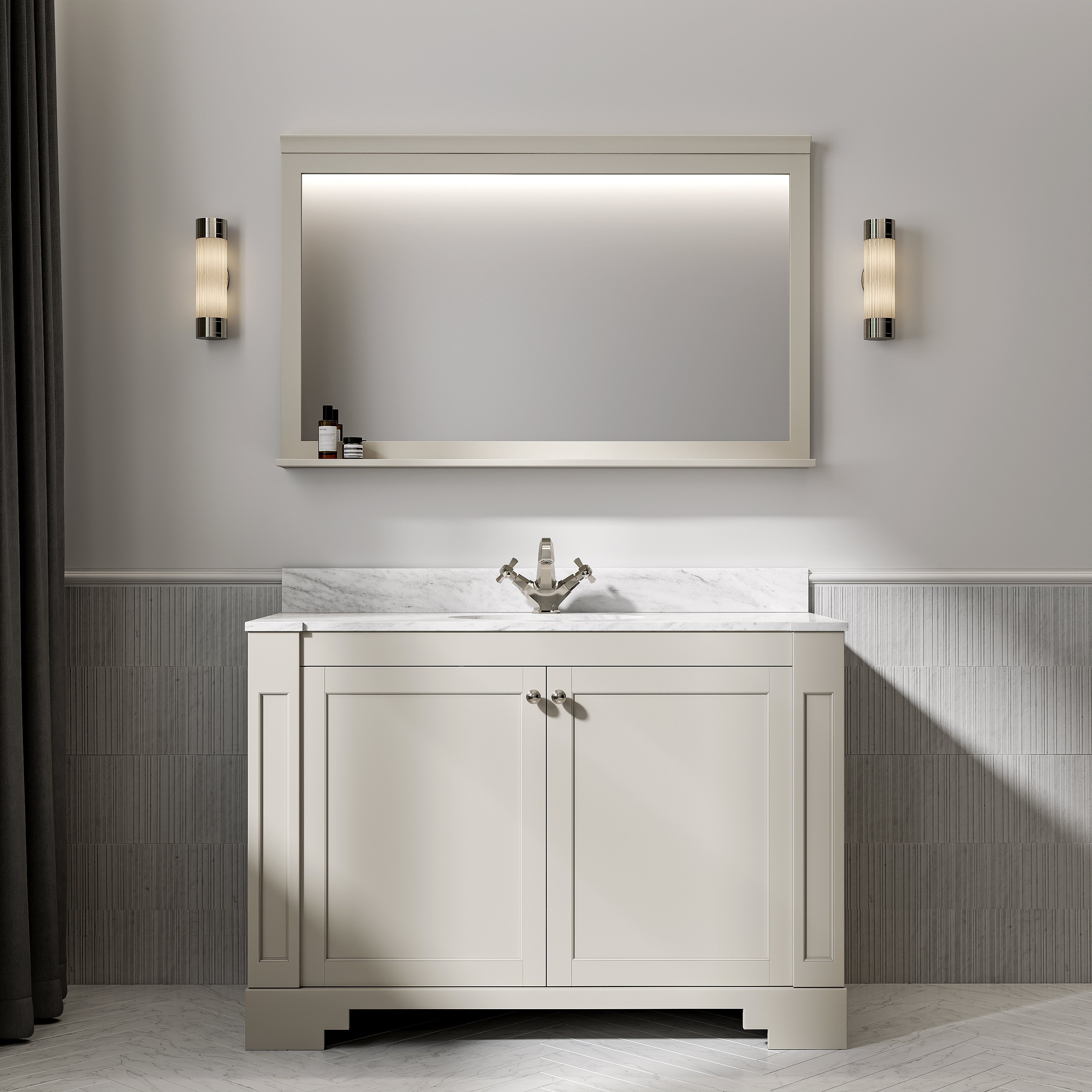 Wentworth Carrara Marble Floorstanding Vanity Unit (Matte Stone) 1200mm