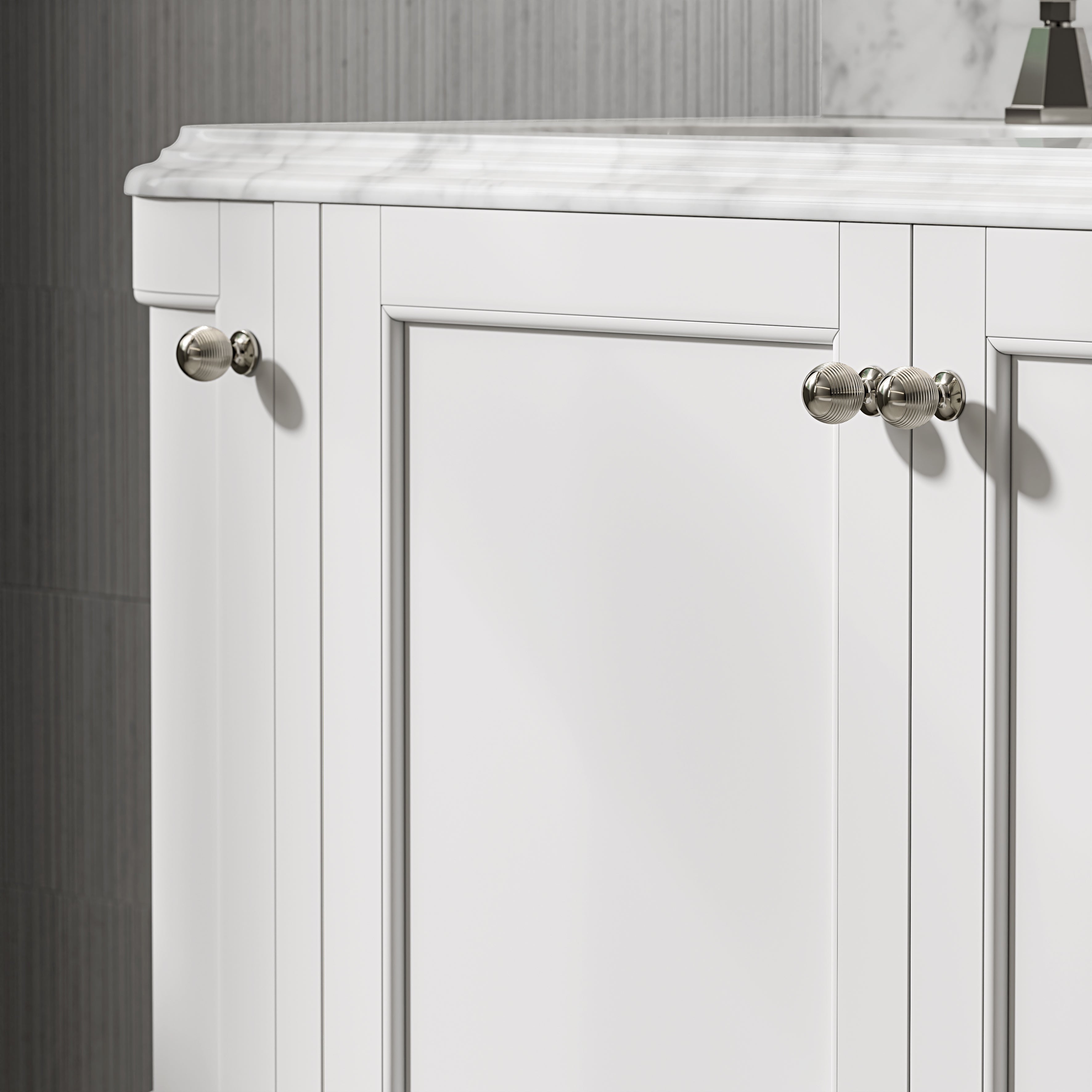 Charlbury Carrara Marble Wall Mounted Vanity Unit (Matte White) 1400mm