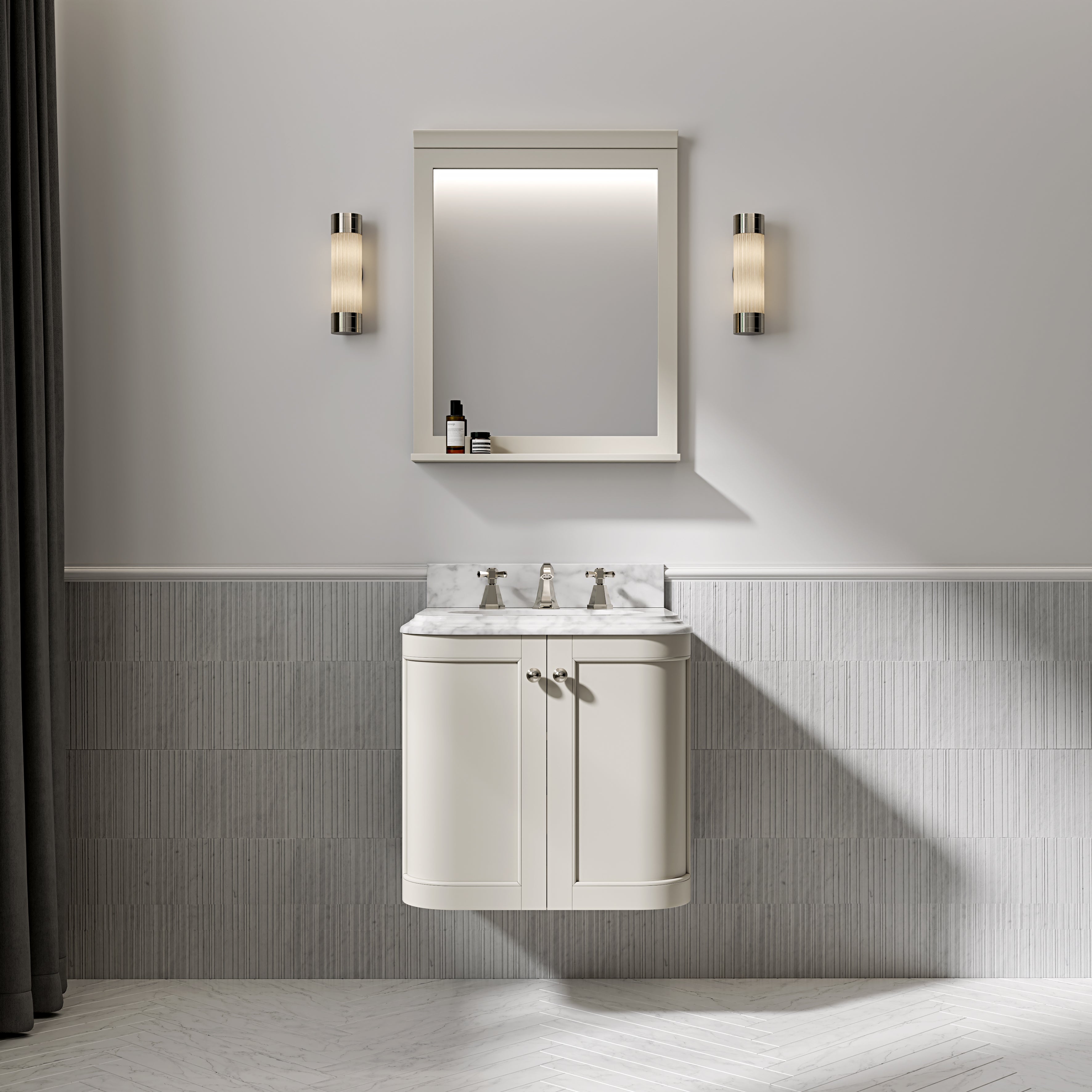 Charlbury Carrara Marble Wall Mounted Vanity Unit (Matte Stone) 600mm