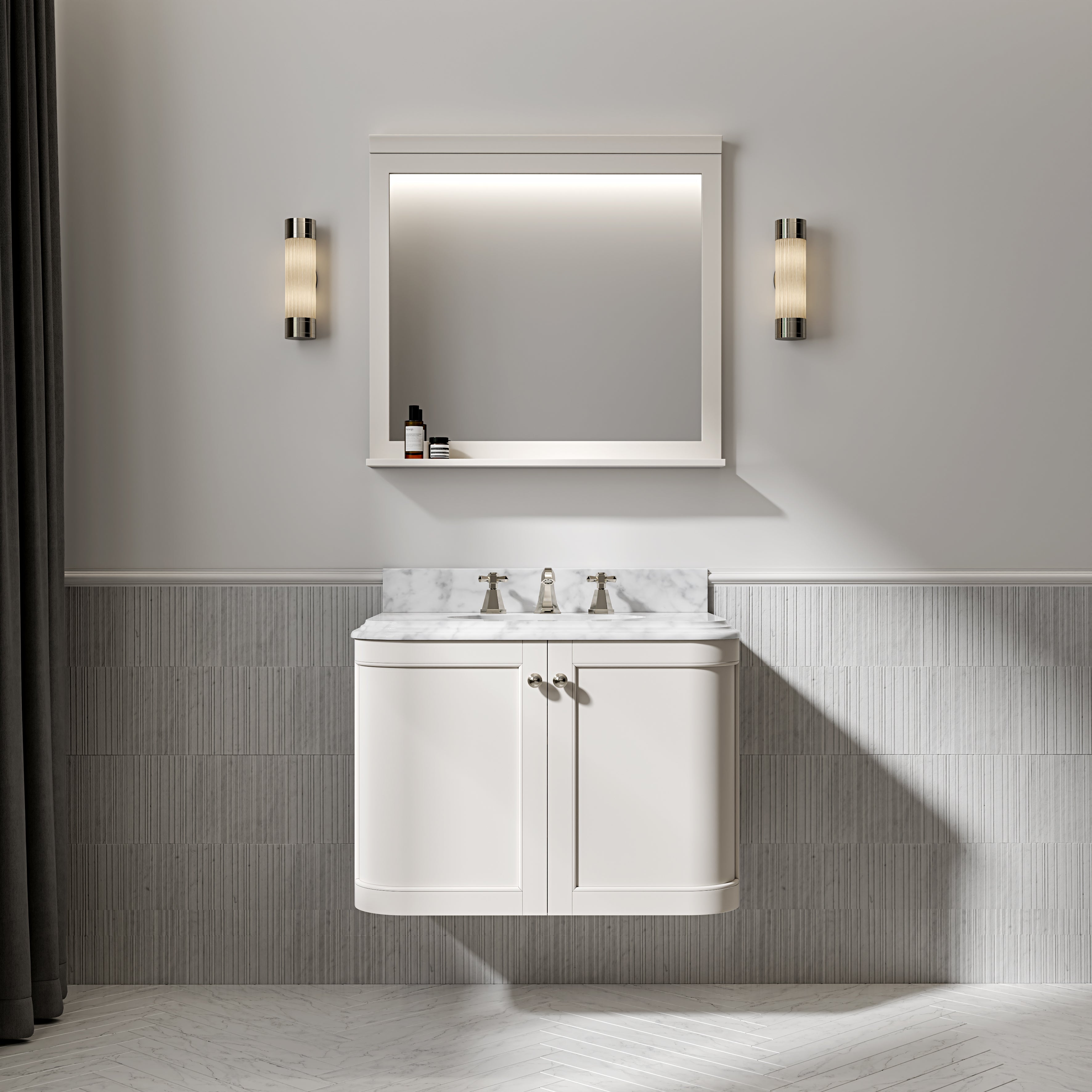 Charlbury Carrara Marble Wall Mounted Vanity Unit (Matte Cream) 800mm