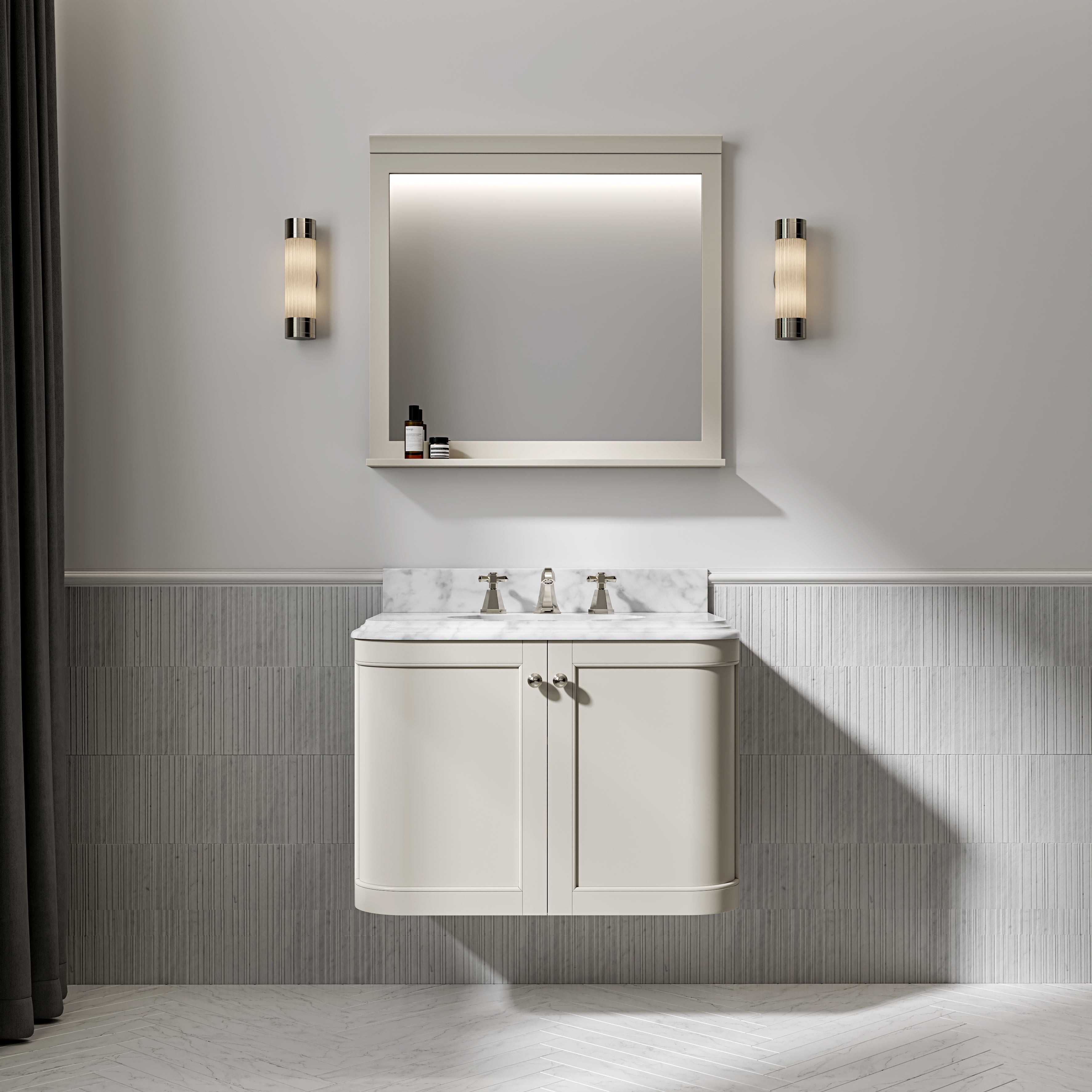 Charlbury Carrara Marble Wall Mounted Vanity Unit (Matte Stone) 800mm