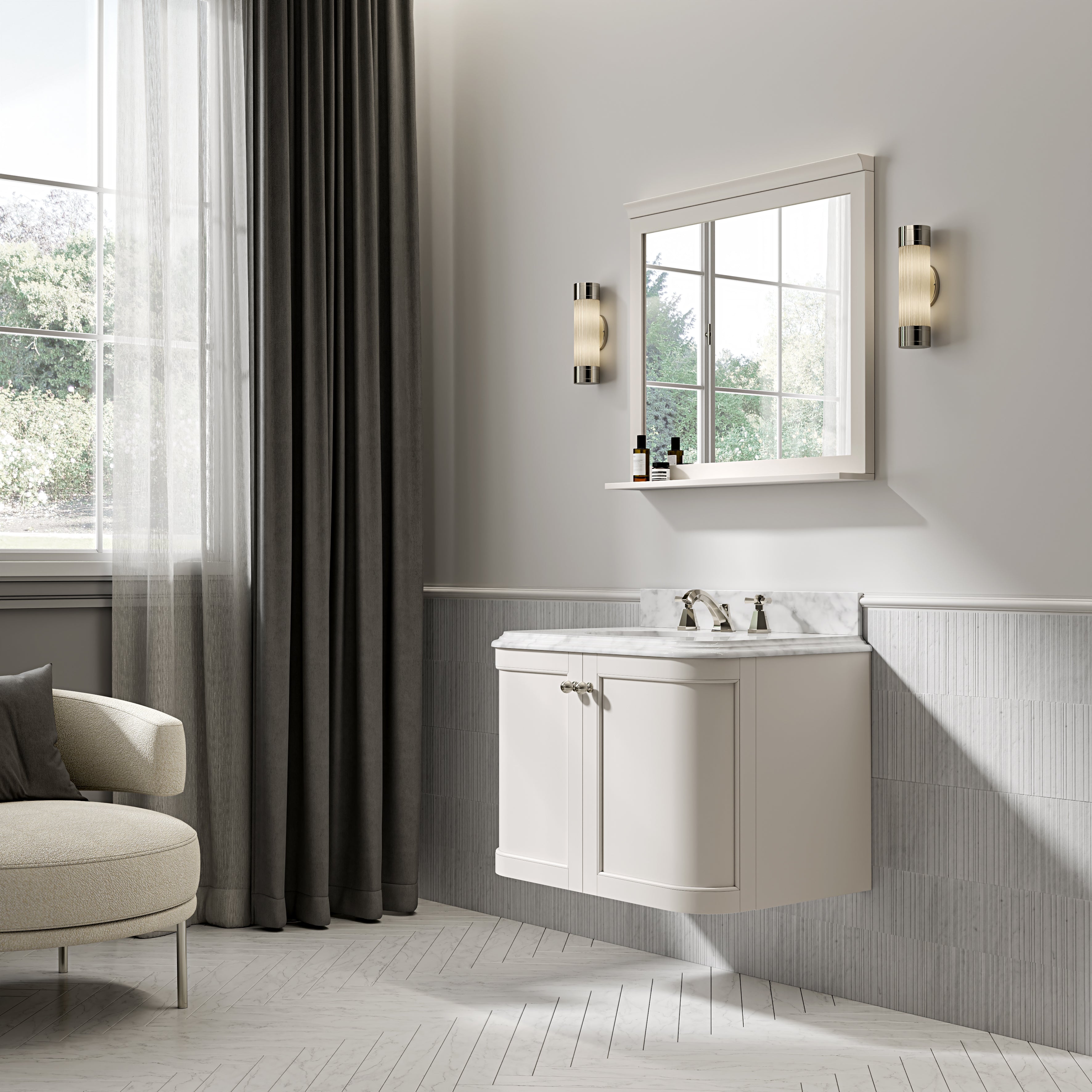 Charlbury Carrara Marble Wall Mounted Vanity Unit (Matte Cream) 800mm