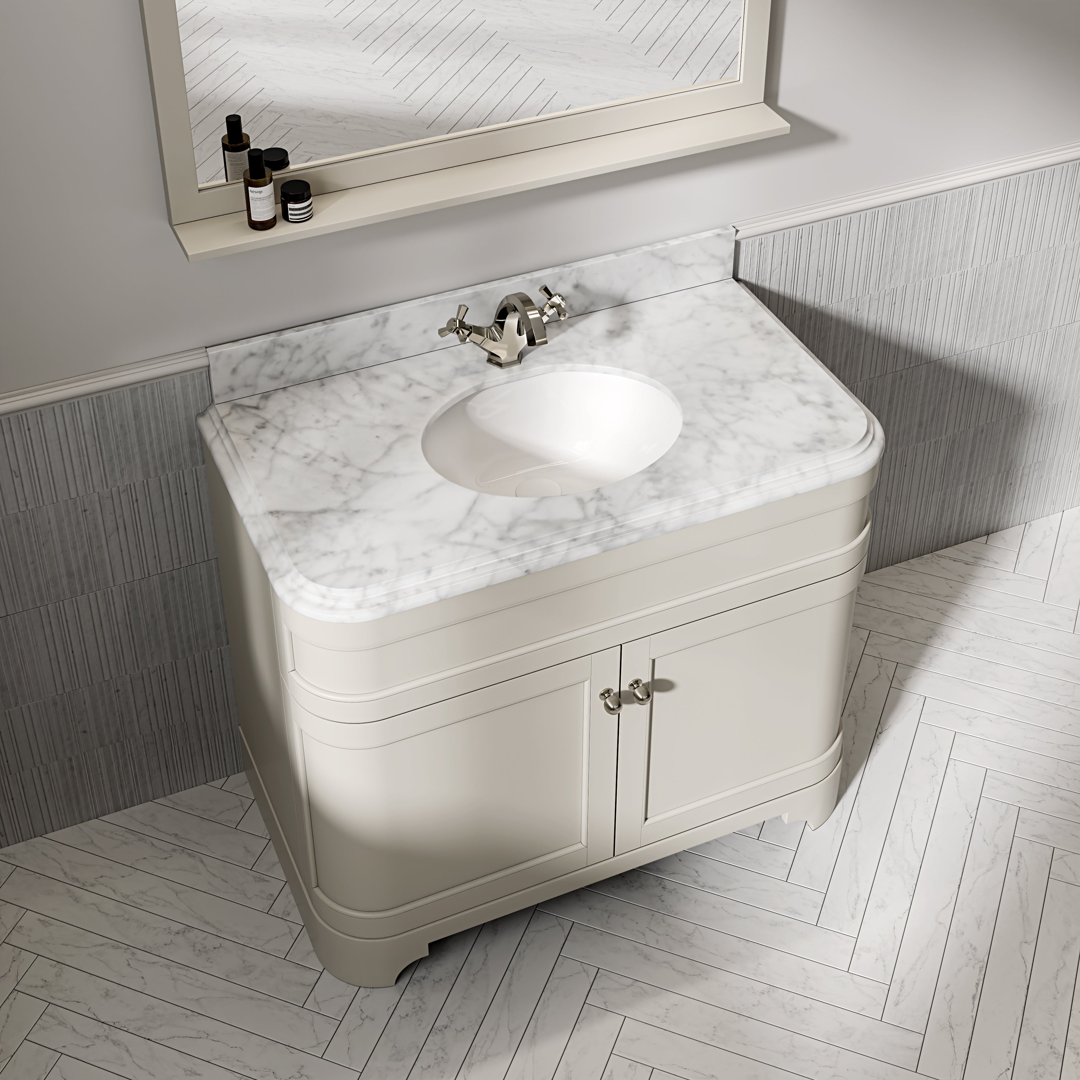 Cobham Carrara Marble Floorstanding Vanity Unit (Matte Stone) 1000mm
