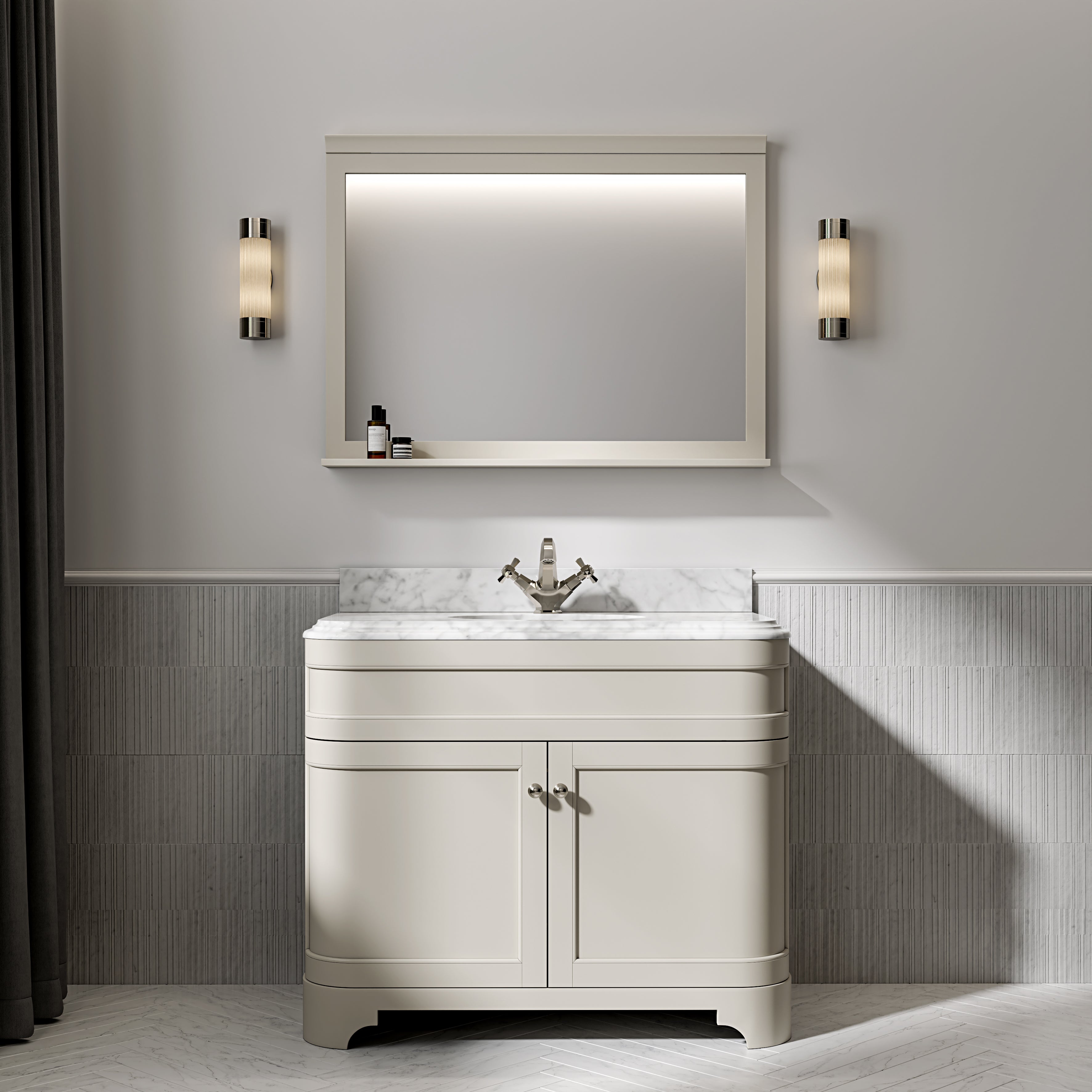 Cobham Carrara Marble Floorstanding Vanity Unit (Matte Stone) 1000mm