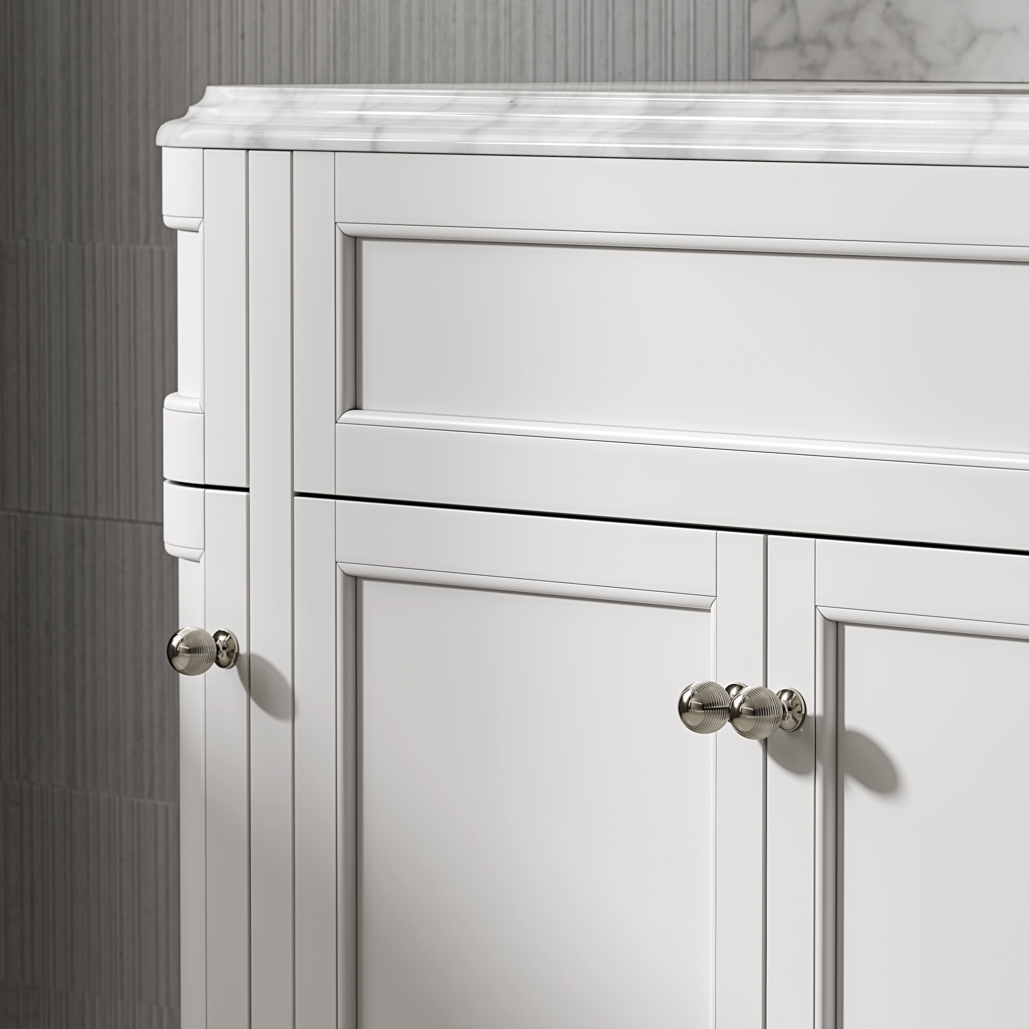Cobham Carrara Marble Floorstanding Vanity Unit (Matte White) 1200mm